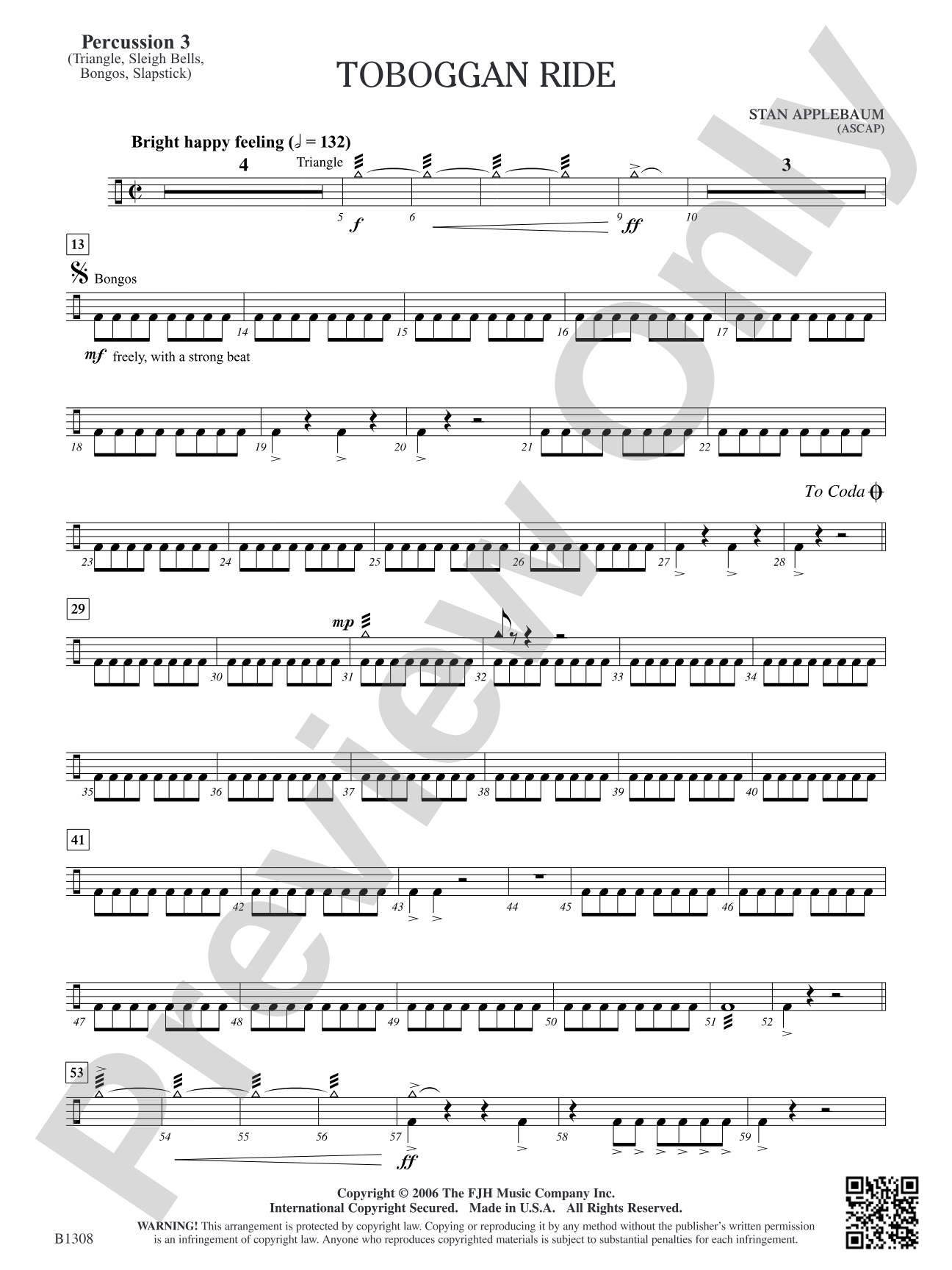 Toboggan Ride: Percussion 3