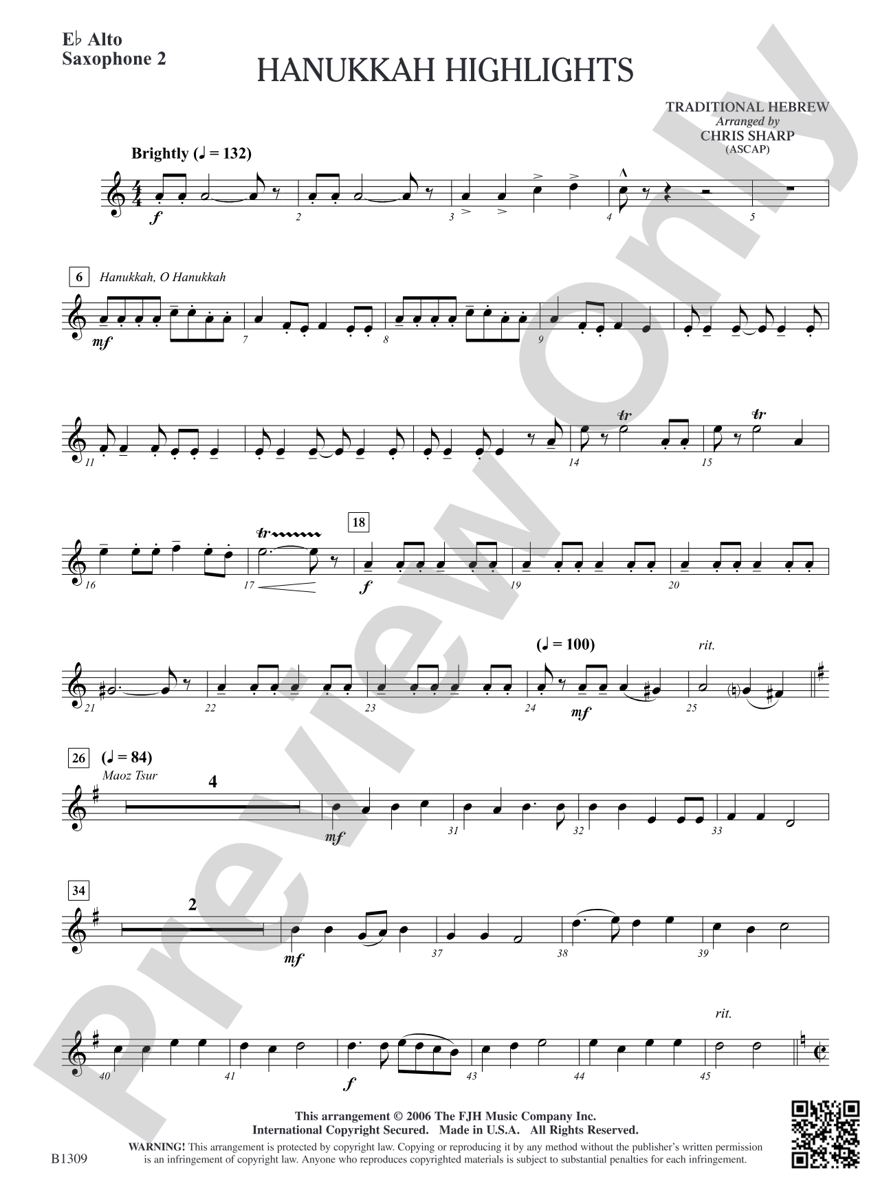 Hanukkah Highlights: E-flat Alto Saxophone 2