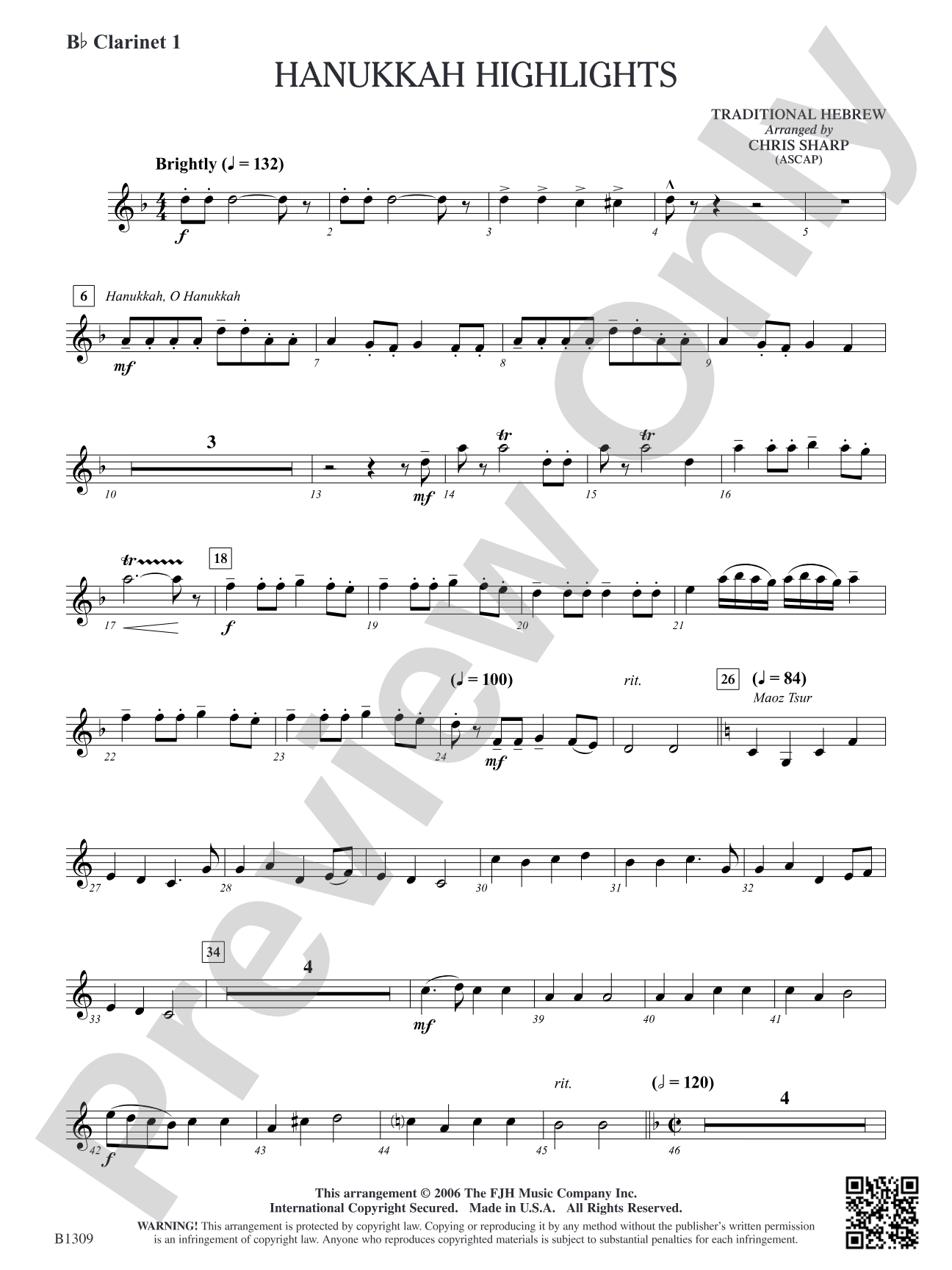 Hanukkah Highlights: B-flat Clarinet 1