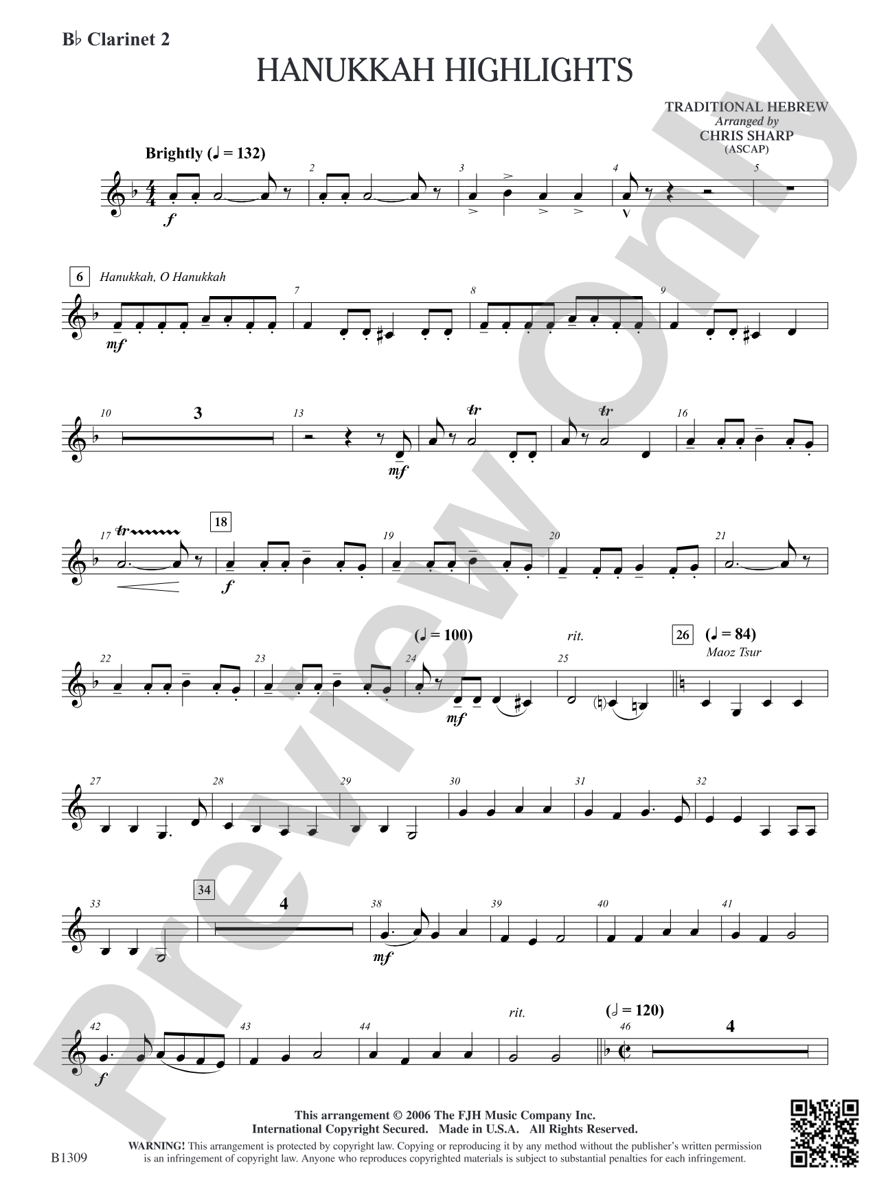 Hanukkah Highlights: B-flat Clarinet 2