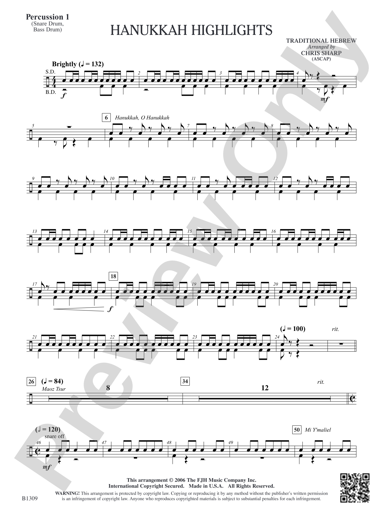 Hanukkah Highlights: Percussion 1