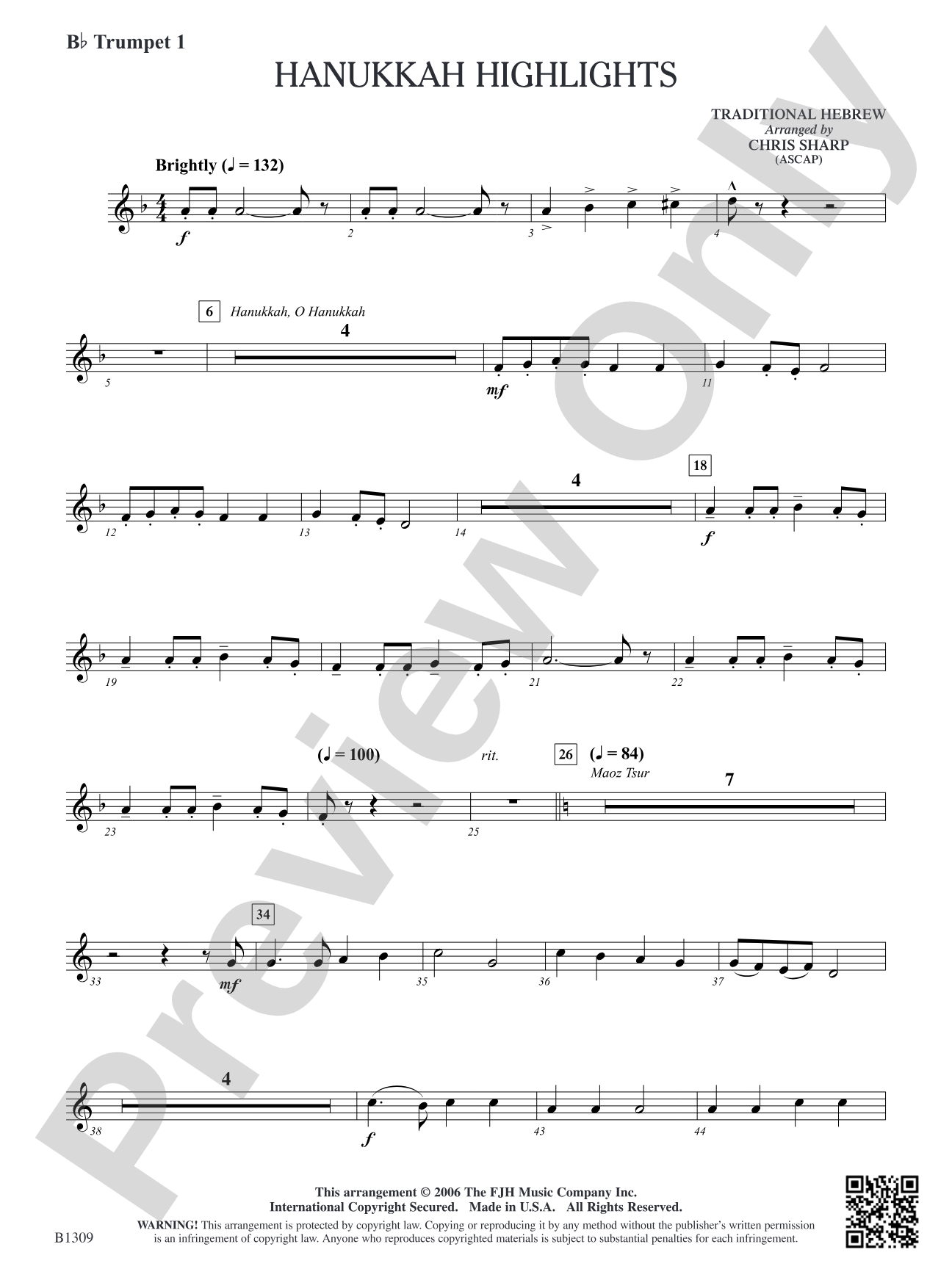 Hanukkah Highlights: B-flat Trumpet 1