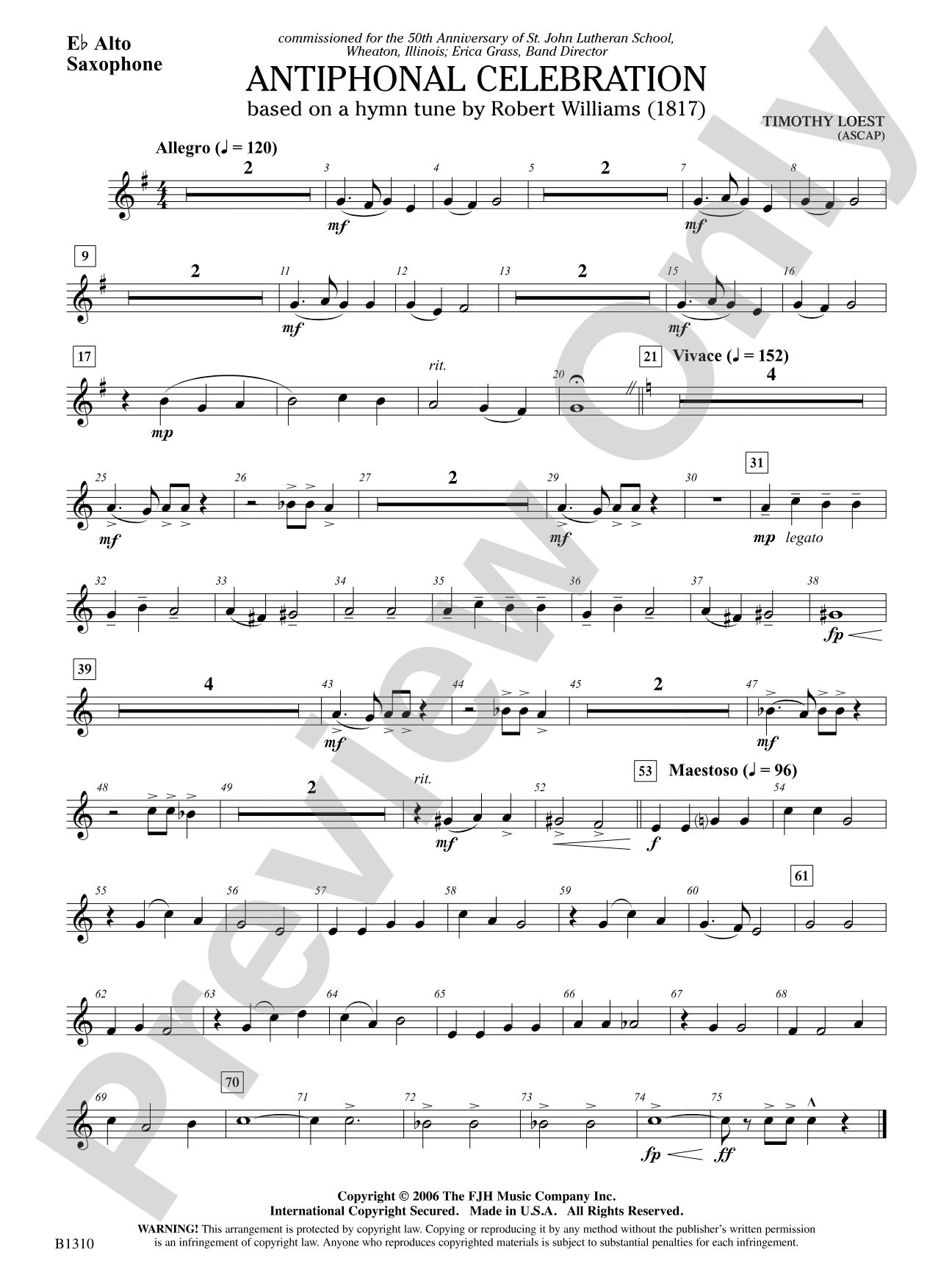 Antiphonal Celebration: E-flat Alto Saxophone