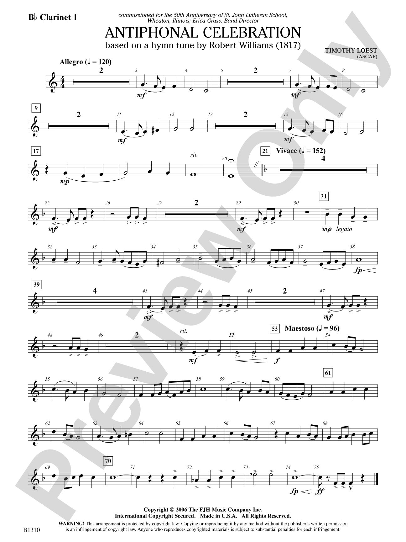 Antiphonal Celebration: B-flat Clarinet 1
