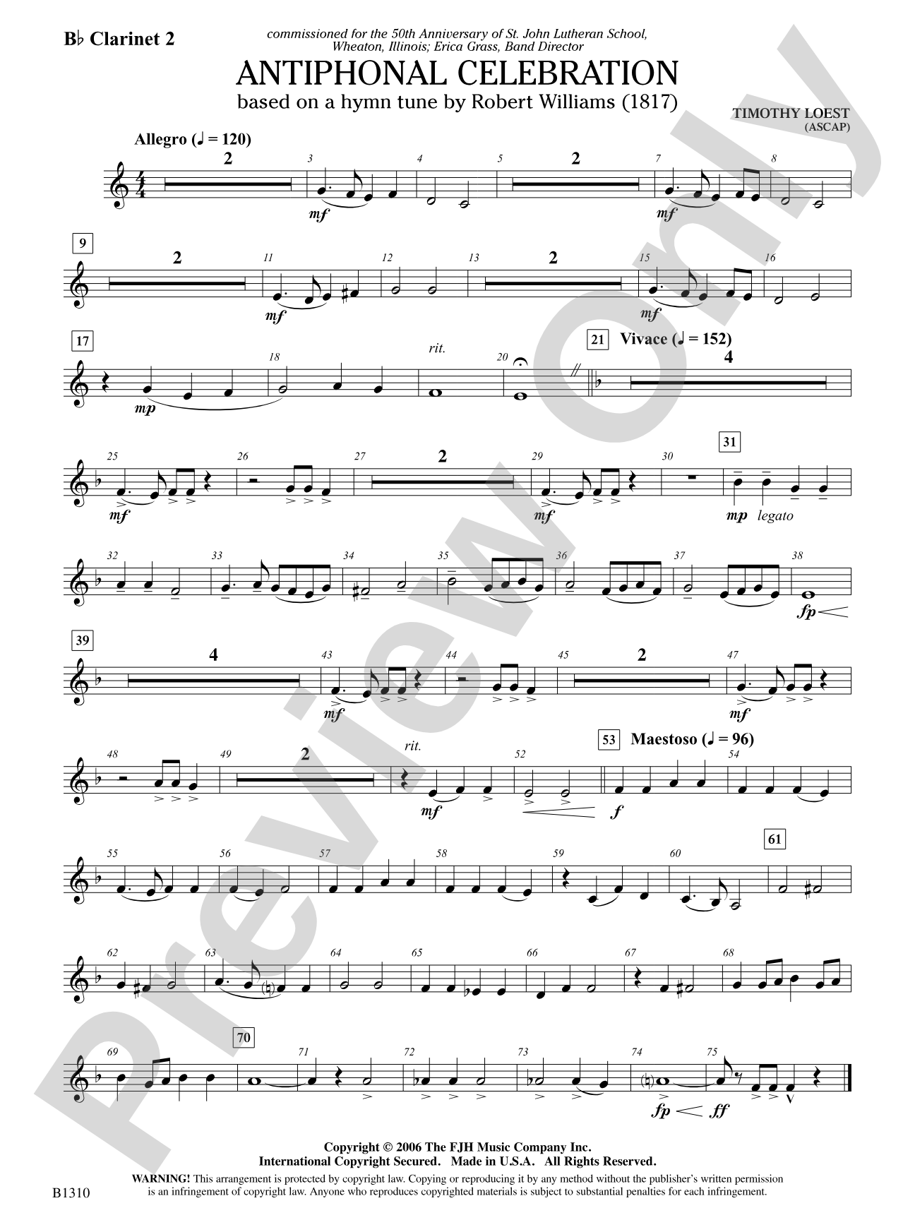 Antiphonal Celebration: B-flat Clarinet 2