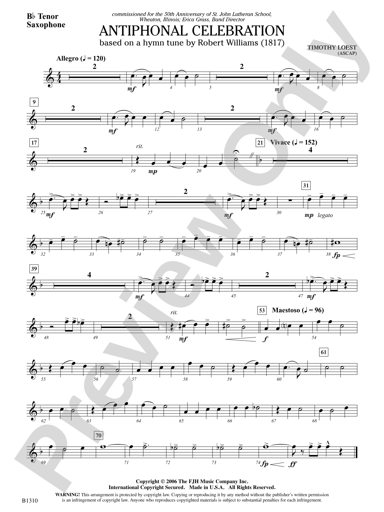 Antiphonal Celebration: B-flat Tenor Saxophone