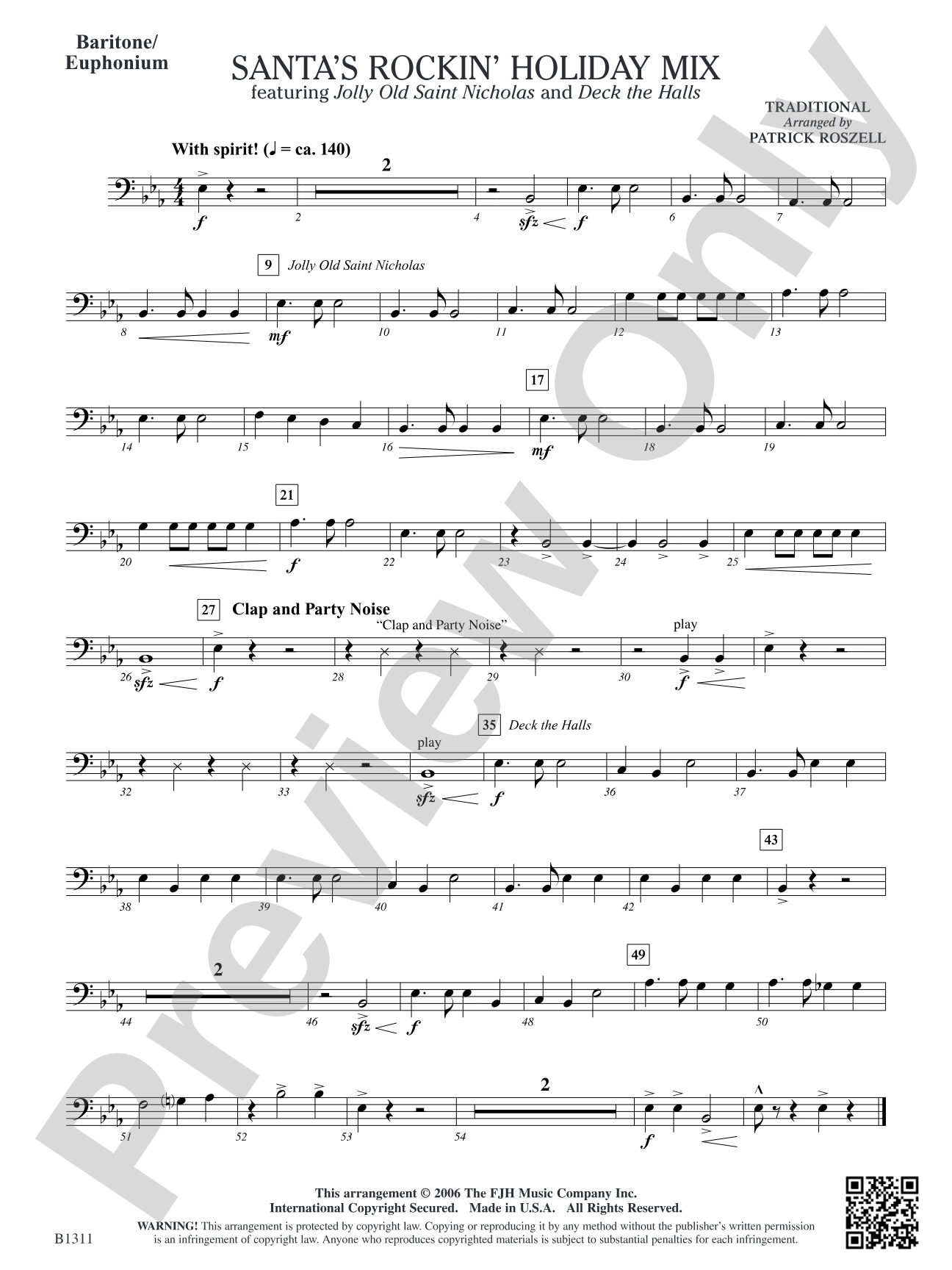 Santa's Rockin' Holiday Mix (featuring Jolly Old Saint Nicholas and Deck the Halls): Baritone/Euphonium