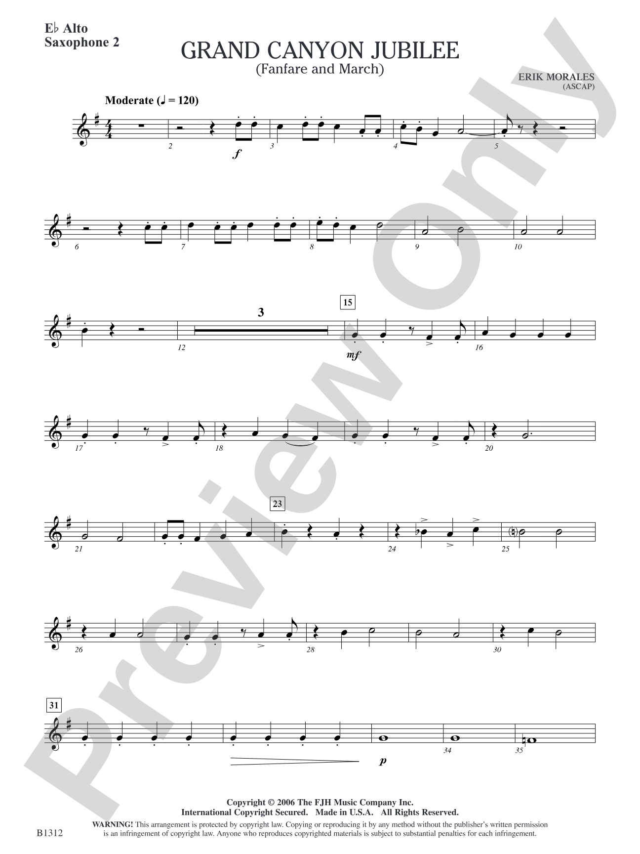 Grand Canyon Jubilee (Fanfare and March): E-flat Alto Saxophone 2