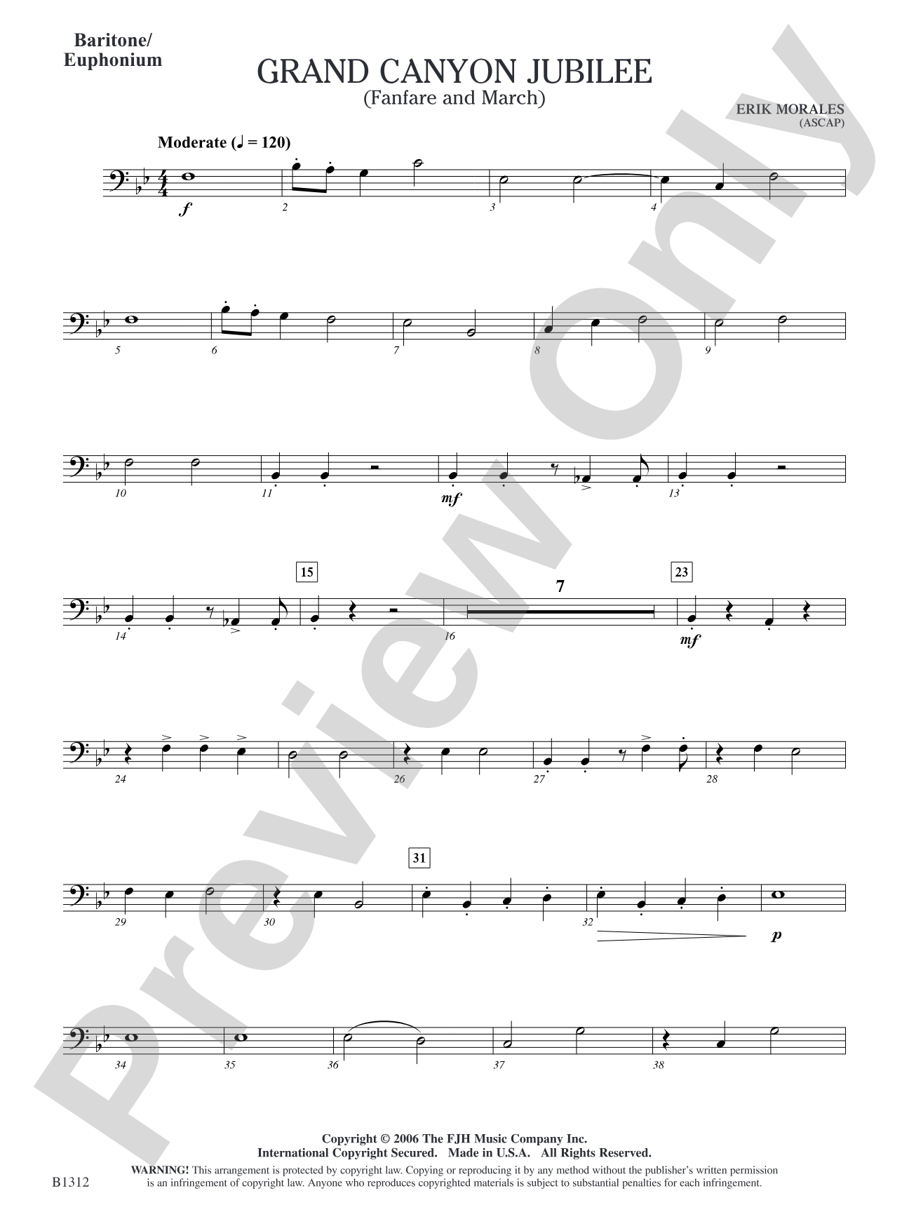 Grand Canyon Jubilee (Fanfare and March): Baritone/Euphonium