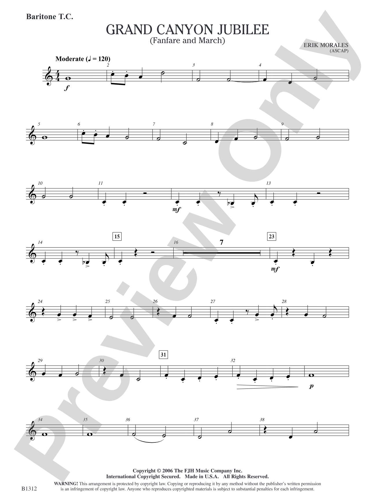 Grand Canyon Jubilee (Fanfare and March): Baritone T.C.