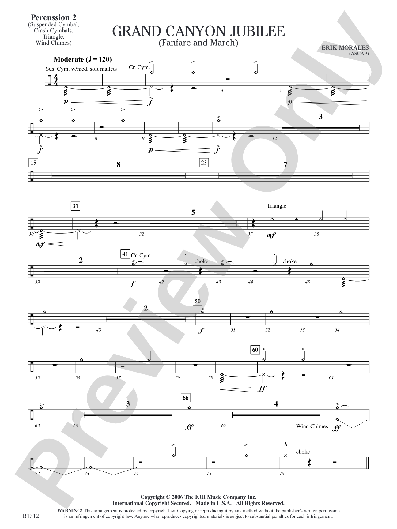 Grand Canyon Jubilee (Fanfare and March): Percussion 2