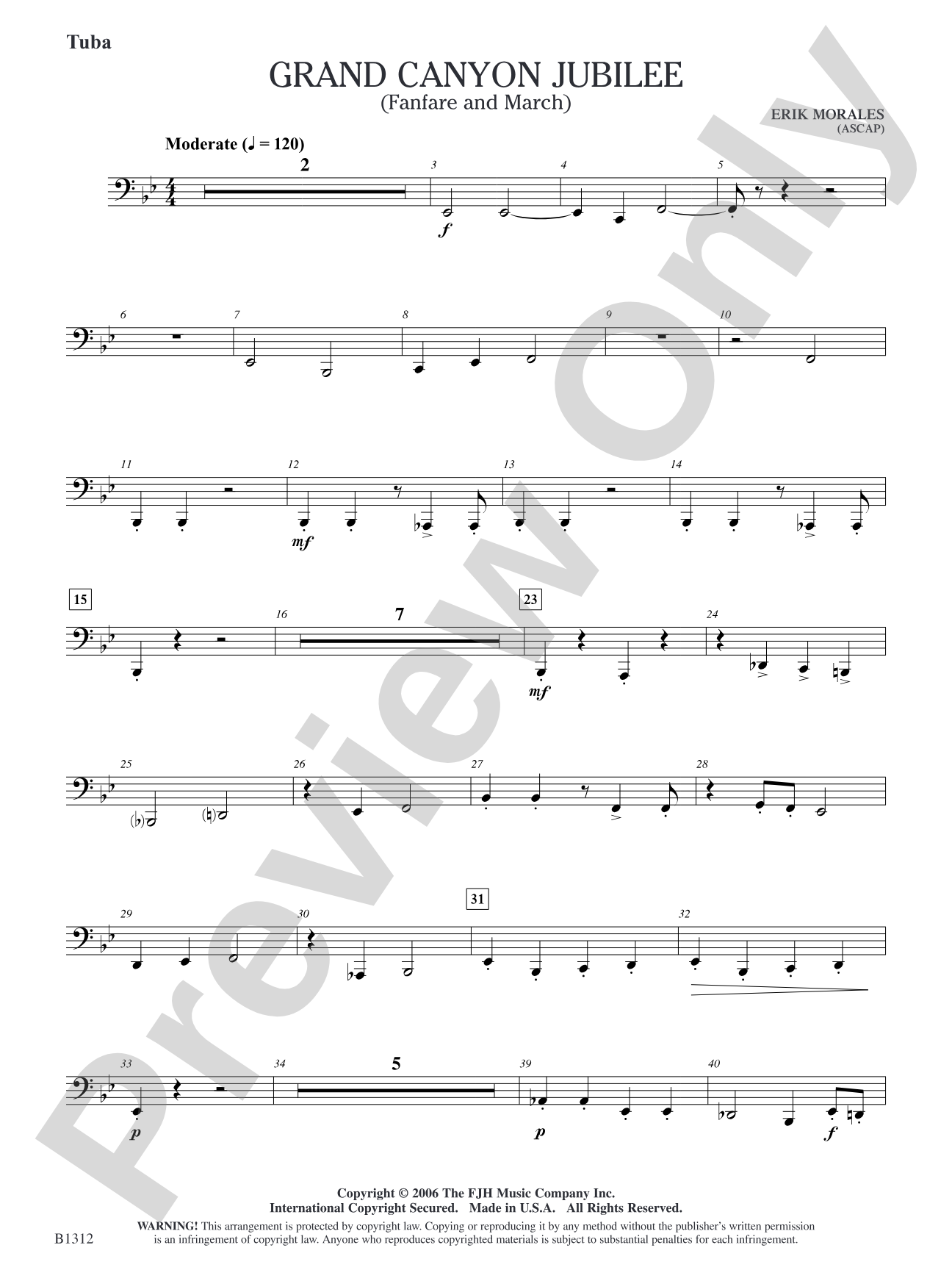 Grand Canyon Jubilee (Fanfare and March): Tuba
