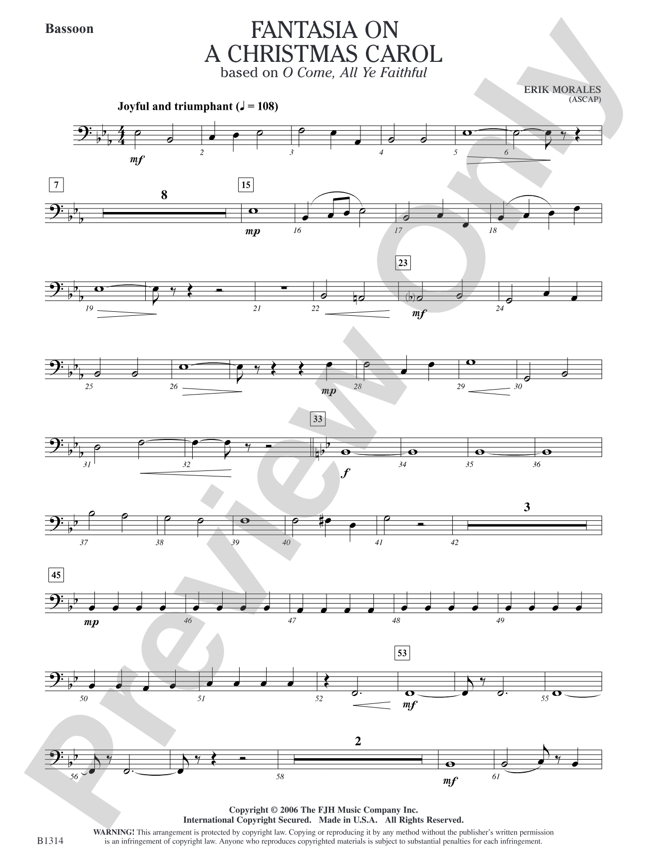 Fantasia on a Christmas Carol (based on O Come, All Ye Faithful): Bassoon