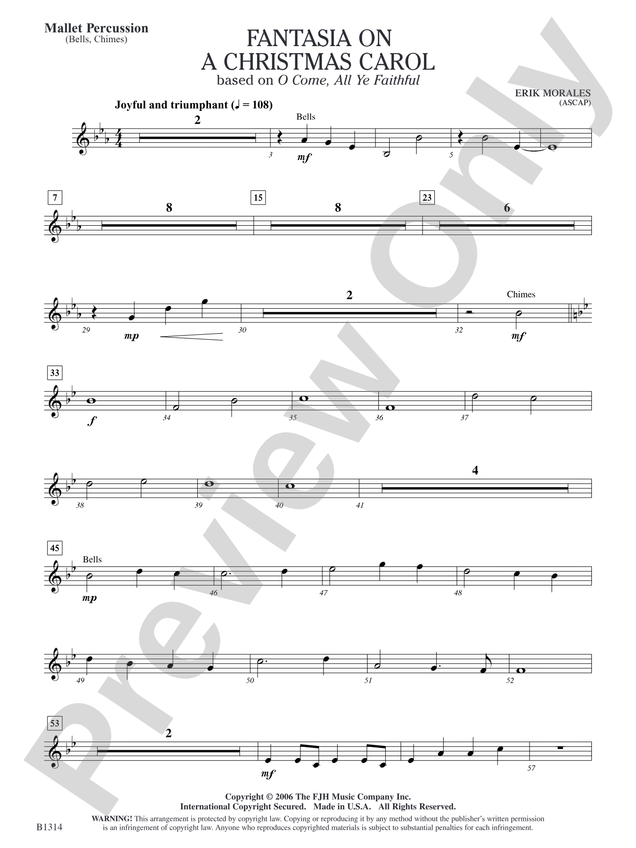 Fantasia on a Christmas Carol (based on O Come, All Ye Faithful): Mallet Percussion