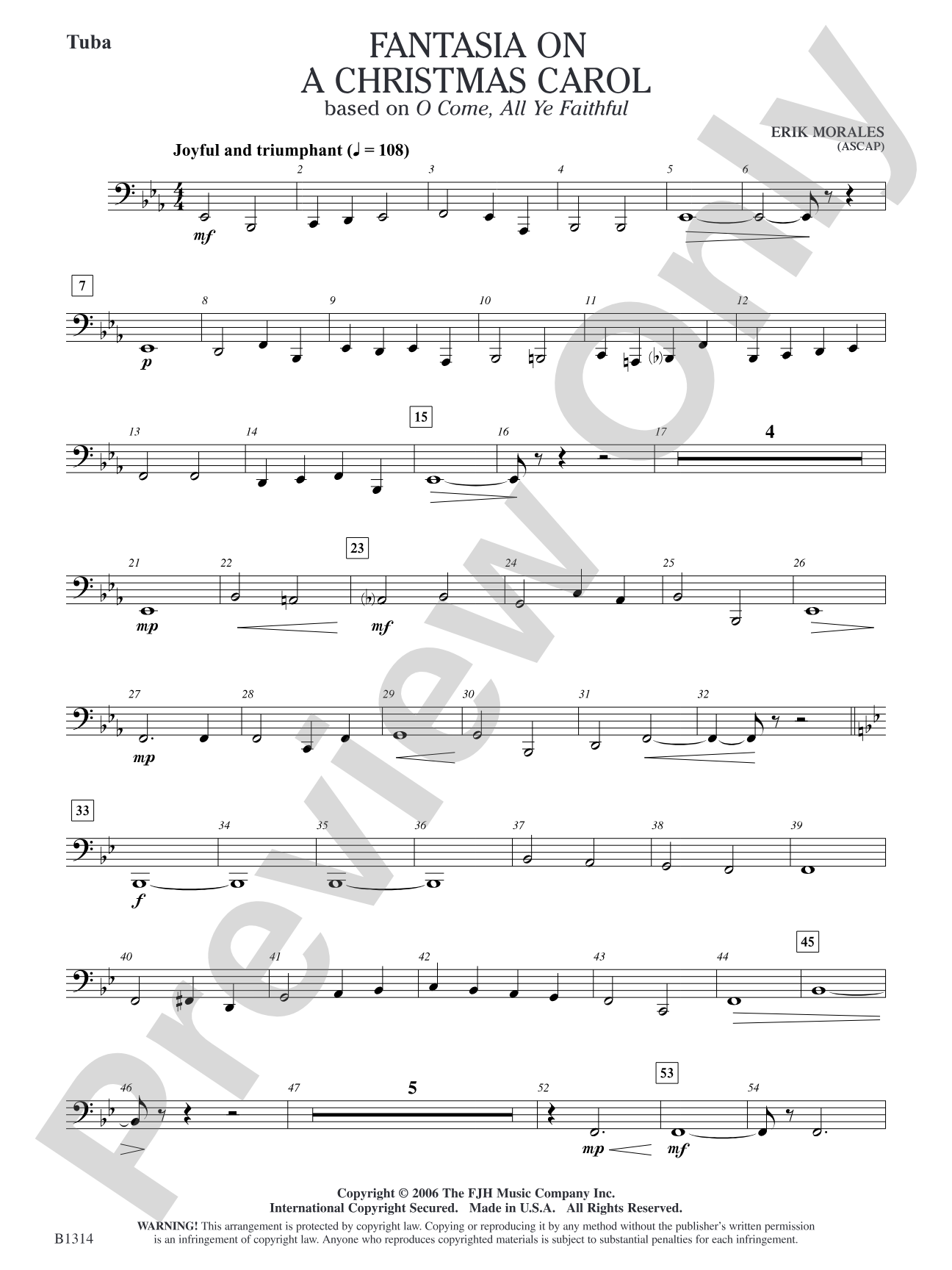 Fantasia on a Christmas Carol (based on O Come, All Ye Faithful): Tuba