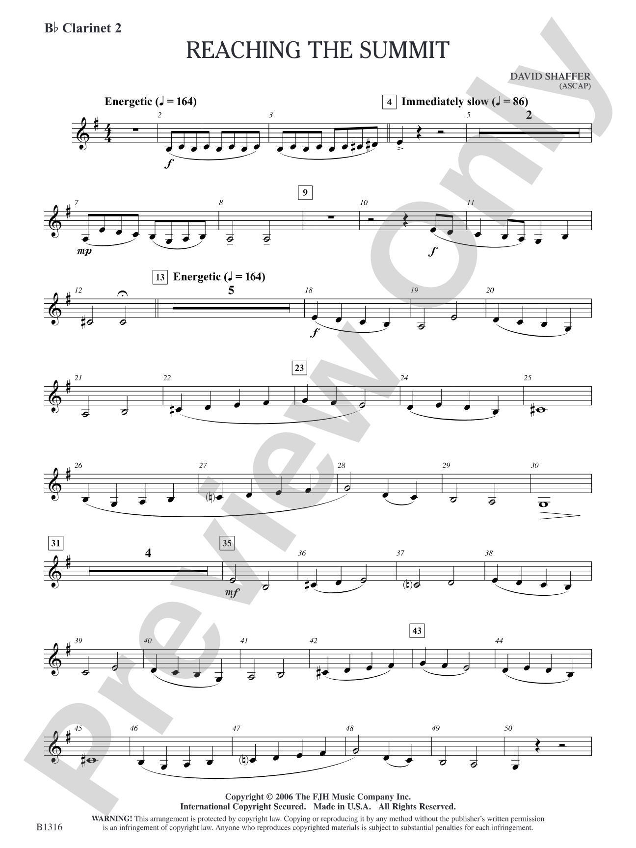 Reaching the Summit: B-flat Clarinet 2