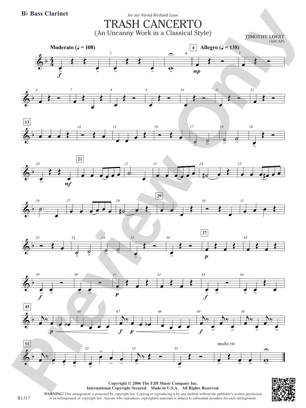 Trash Cancerto (An Uncanny Work in a Classical Style): B-flat Bass Clarinet
