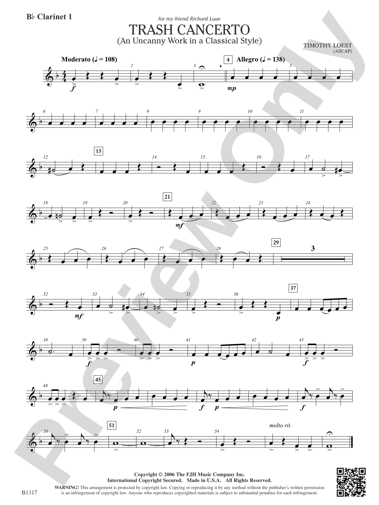 Trash Cancerto (An Uncanny Work in a Classical Style): B-flat Clarinet 1