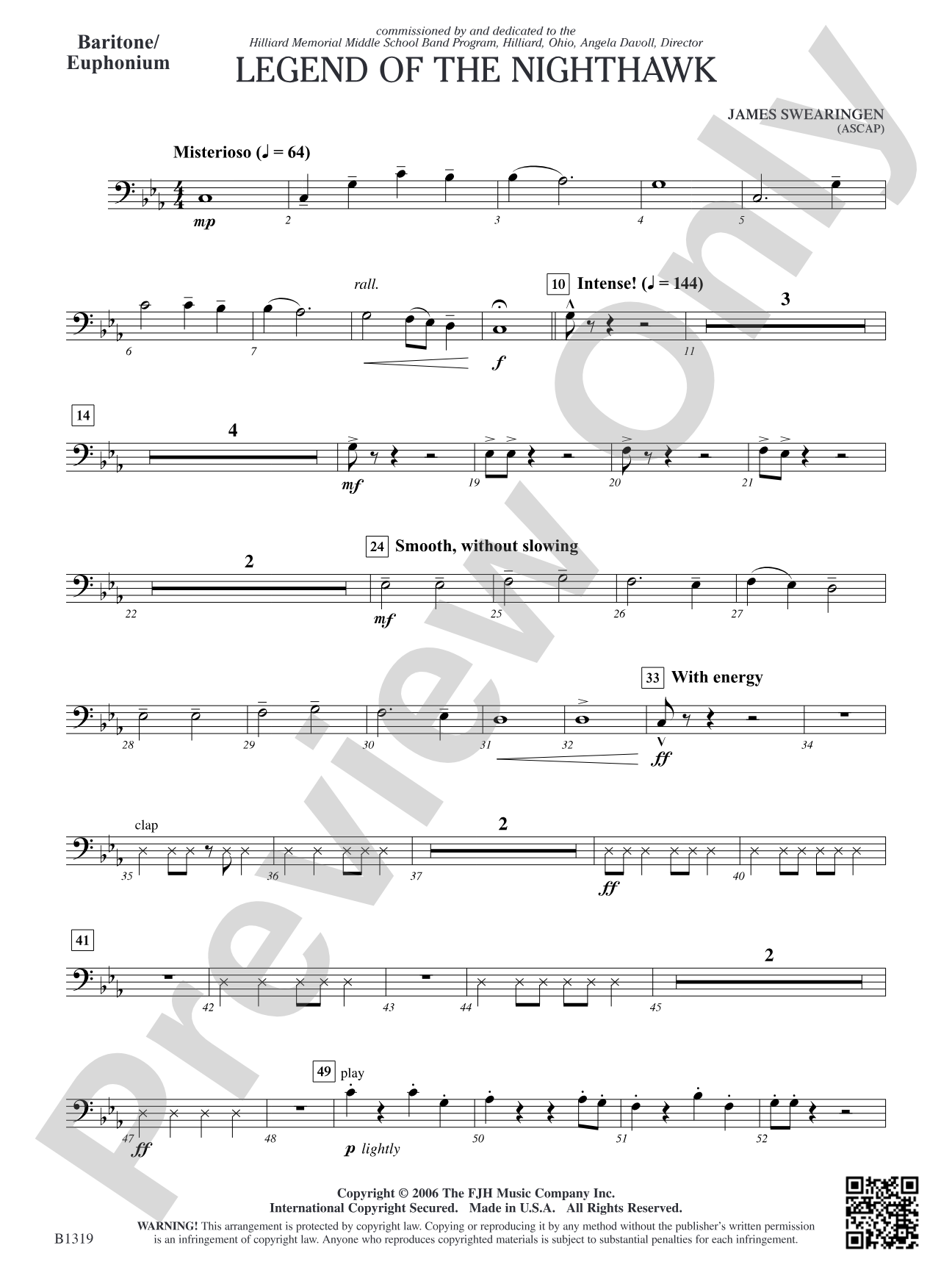 Legend of the Nighthawk: Baritone/Euphonium