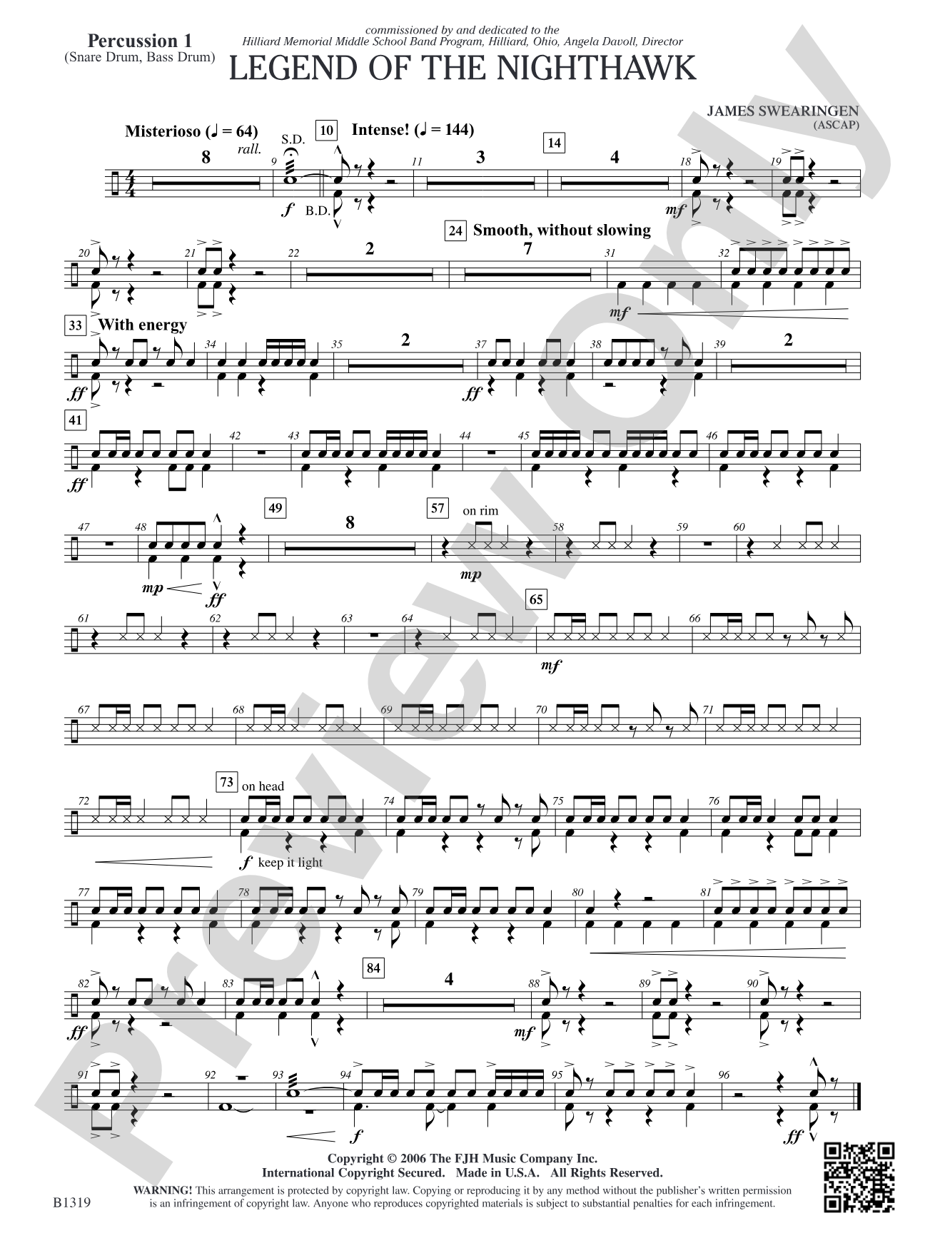 Legend of the Nighthawk: Percussion 1