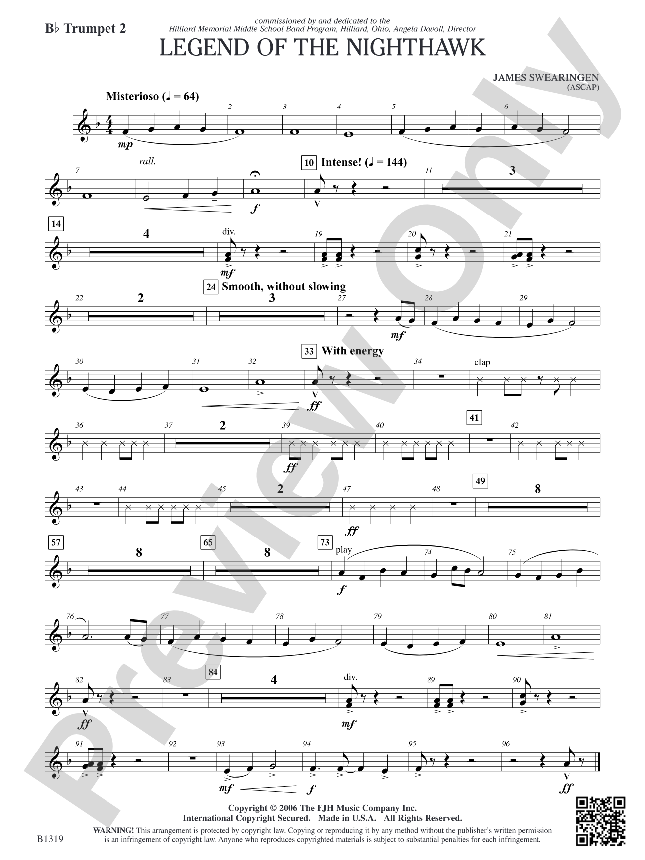 Legend of the Nighthawk: B-flat Trumpet 2
