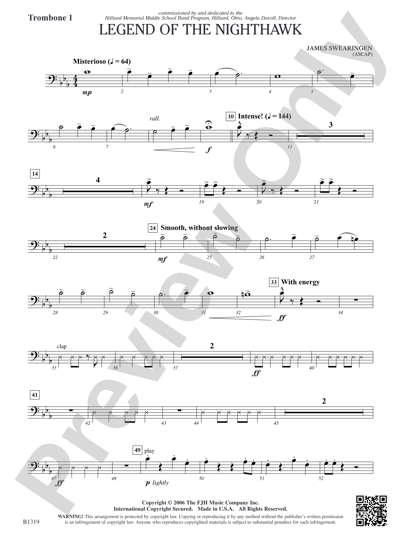 Legend of the Nighthawk: Trombone 1