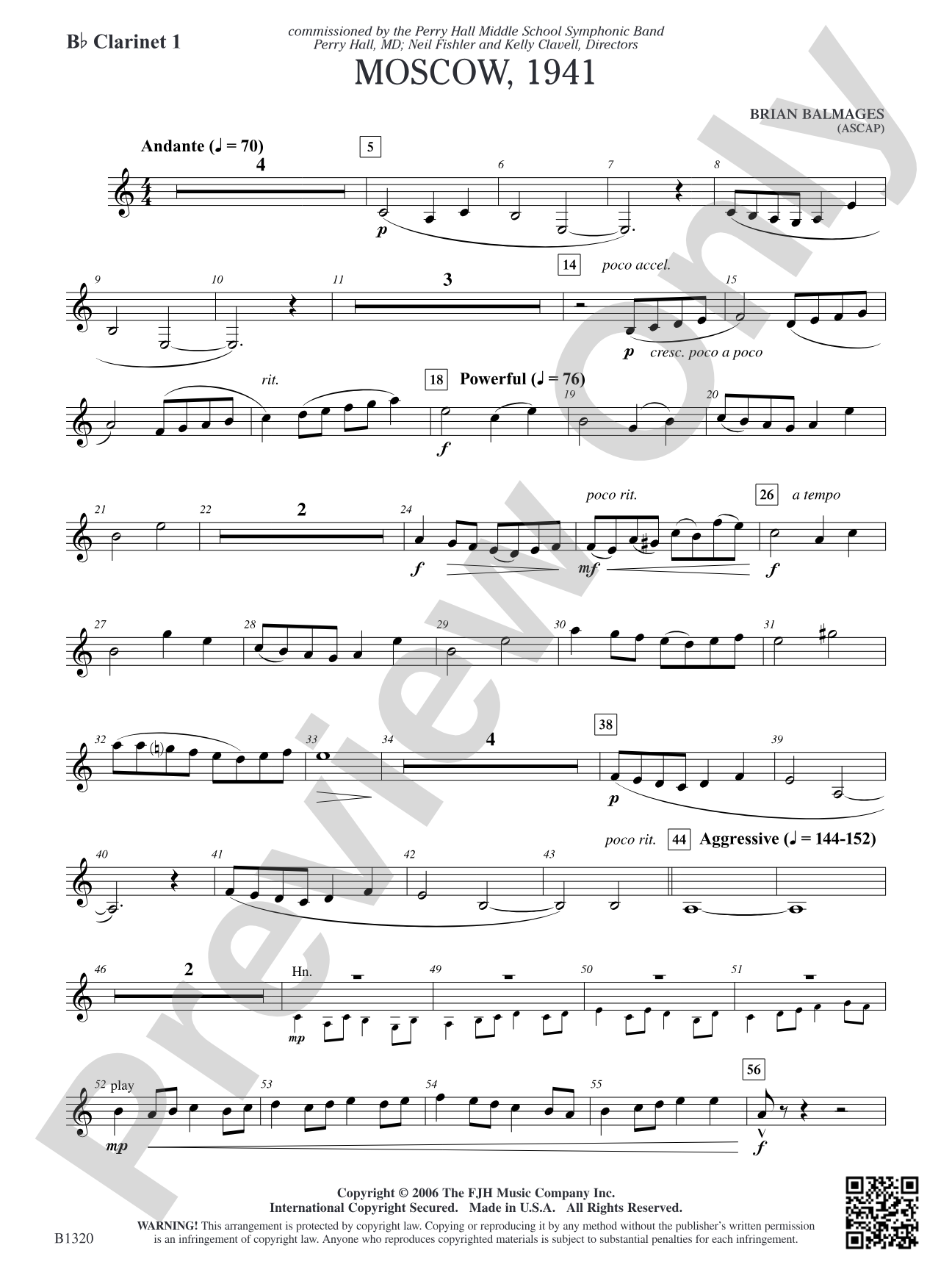 Moscow, 1941: B-flat Clarinet 1