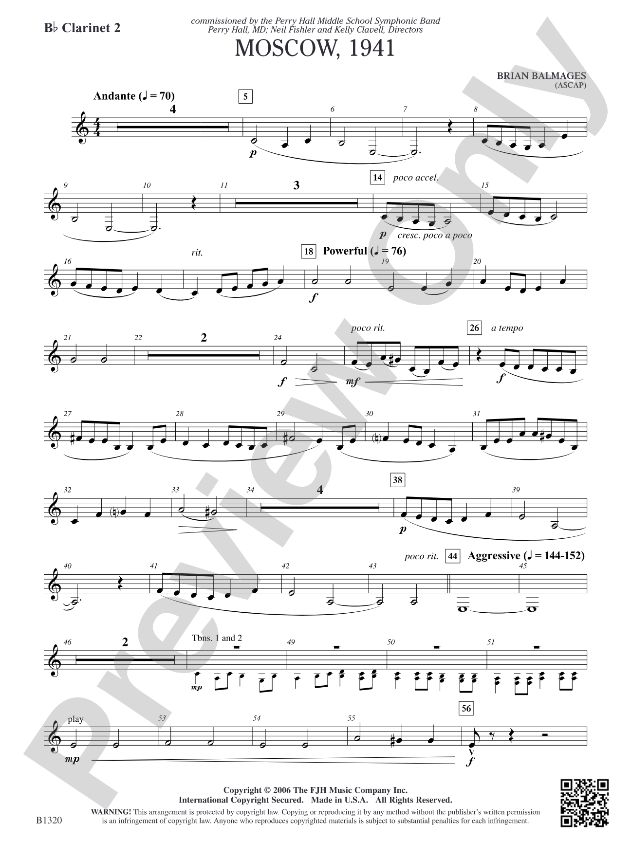 Moscow, 1941: B-flat Clarinet 2