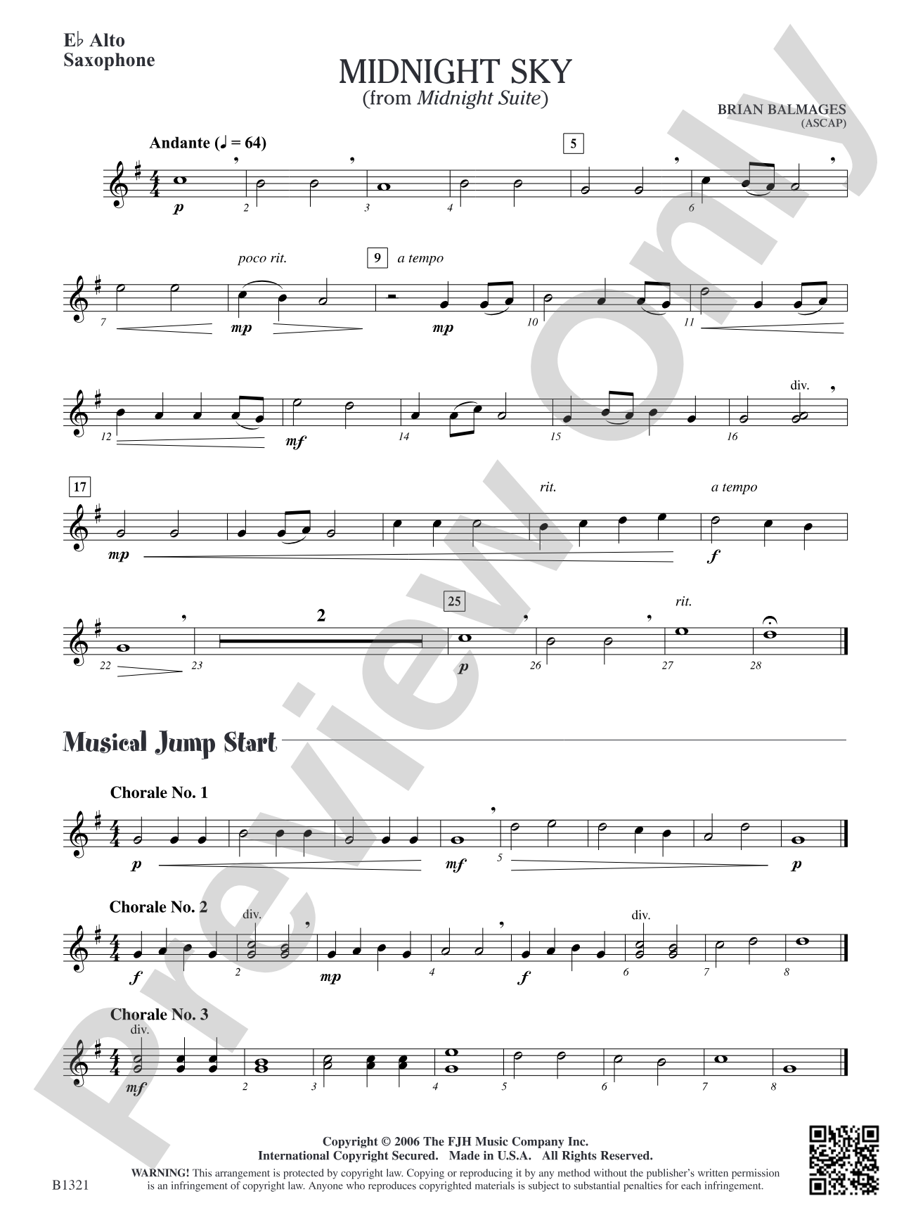 Midnight Sky (from Midnight Suite): E-flat Alto Saxophone