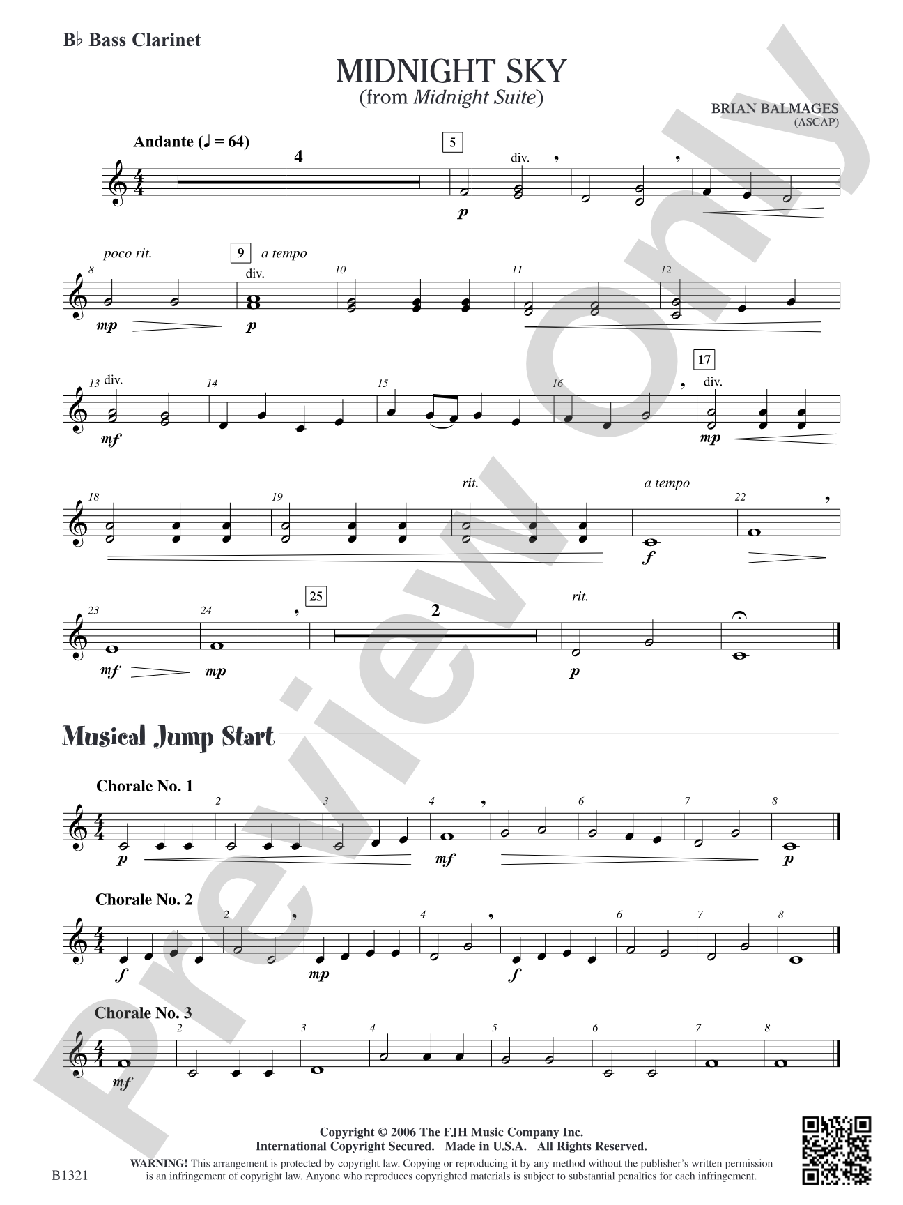 Midnight Sky (from Midnight Suite): B-flat Bass Clarinet