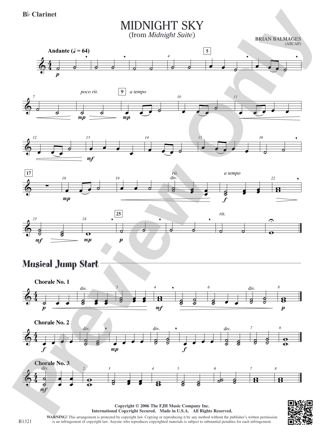 Midnight Sky (from Midnight Suite): B-flat Clarinet