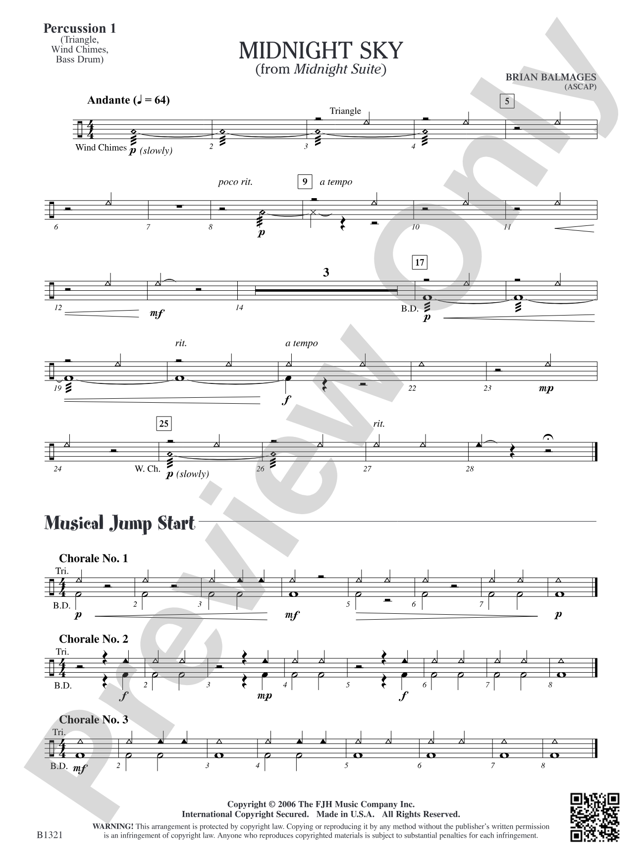 Midnight Sky (from Midnight Suite): Percussion 1