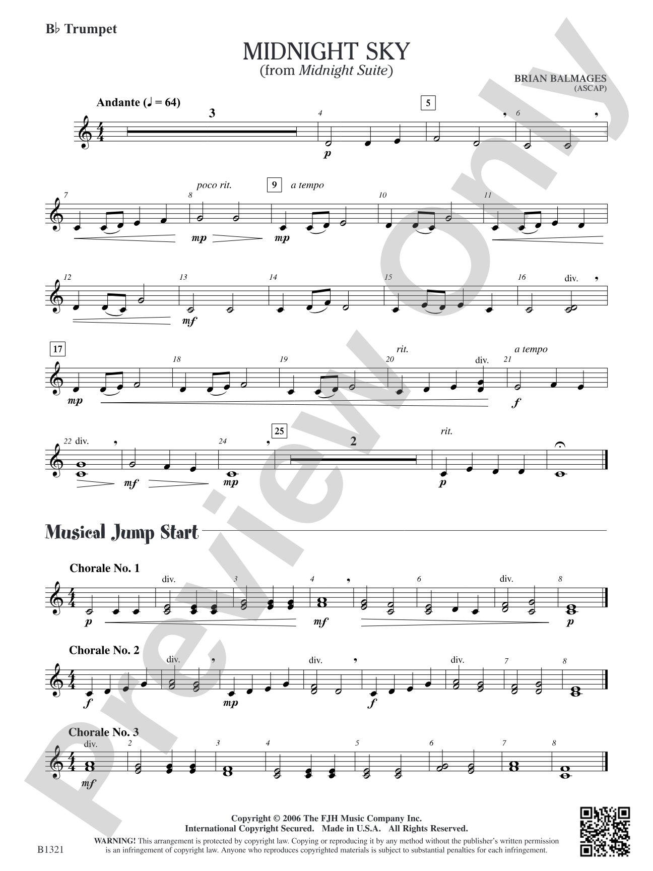 Midnight Sky (from Midnight Suite): B-flat Trumpet