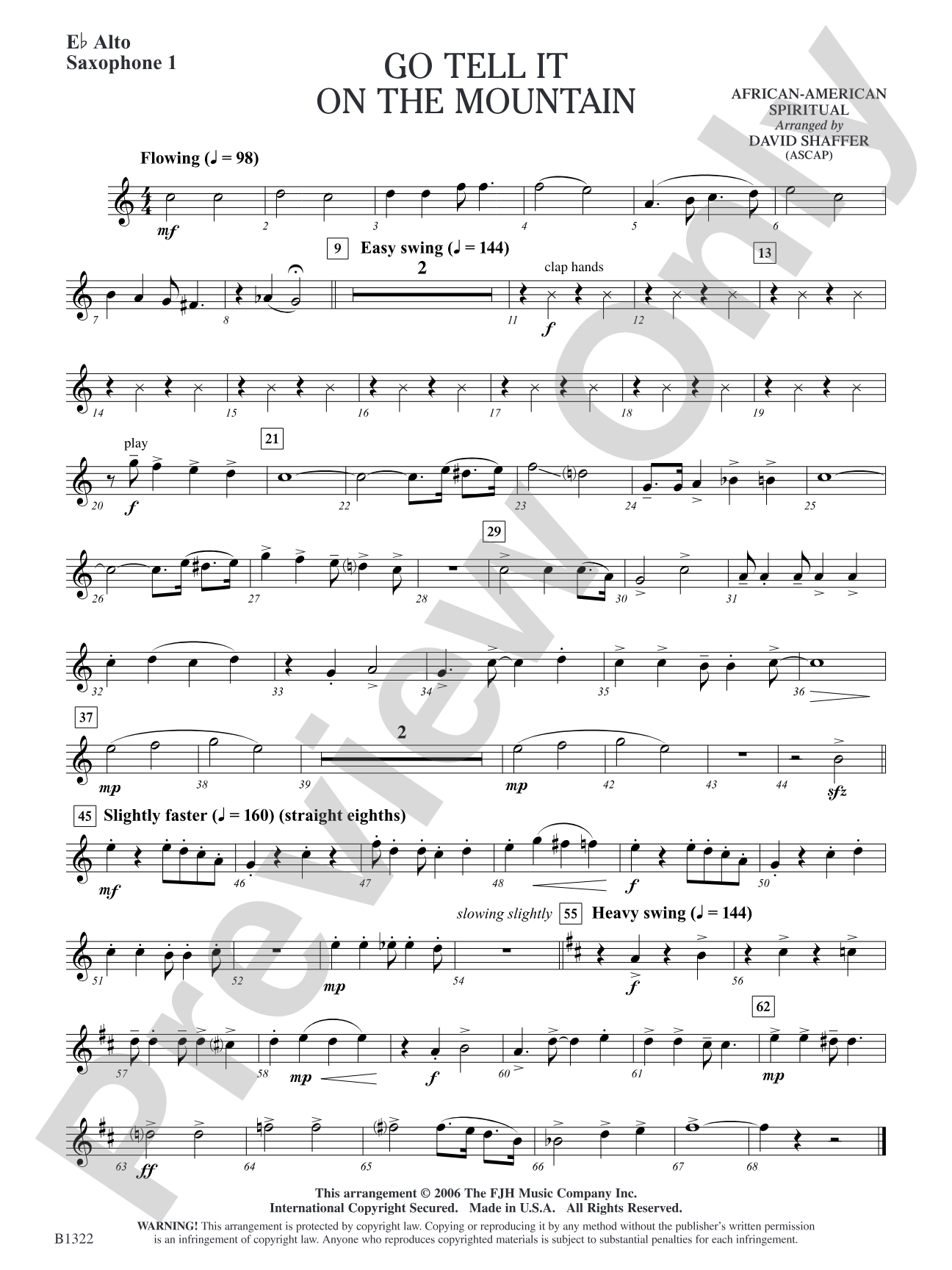 Go Tell It on the Mountain: E-flat Alto Saxophone 1