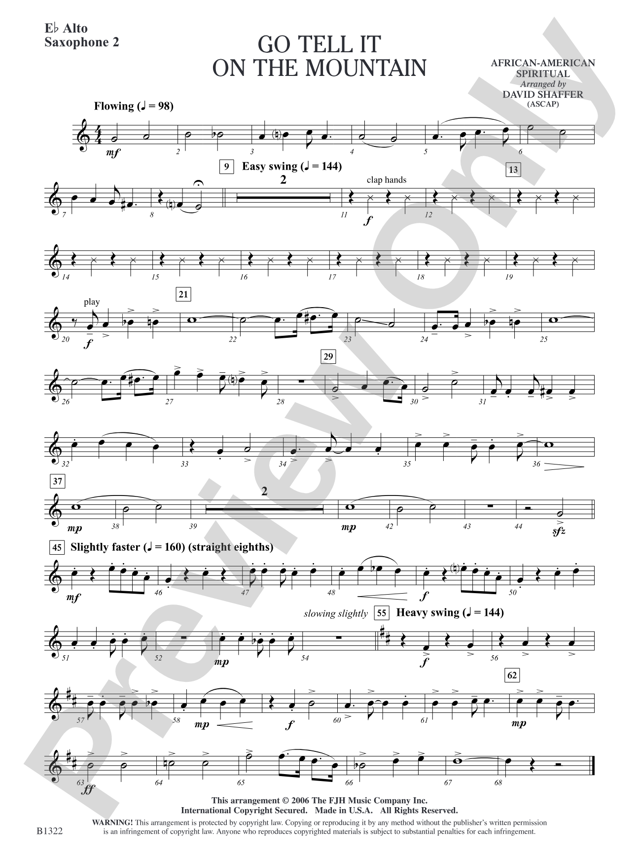 Go Tell It on the Mountain: E-flat Alto Saxophone 2