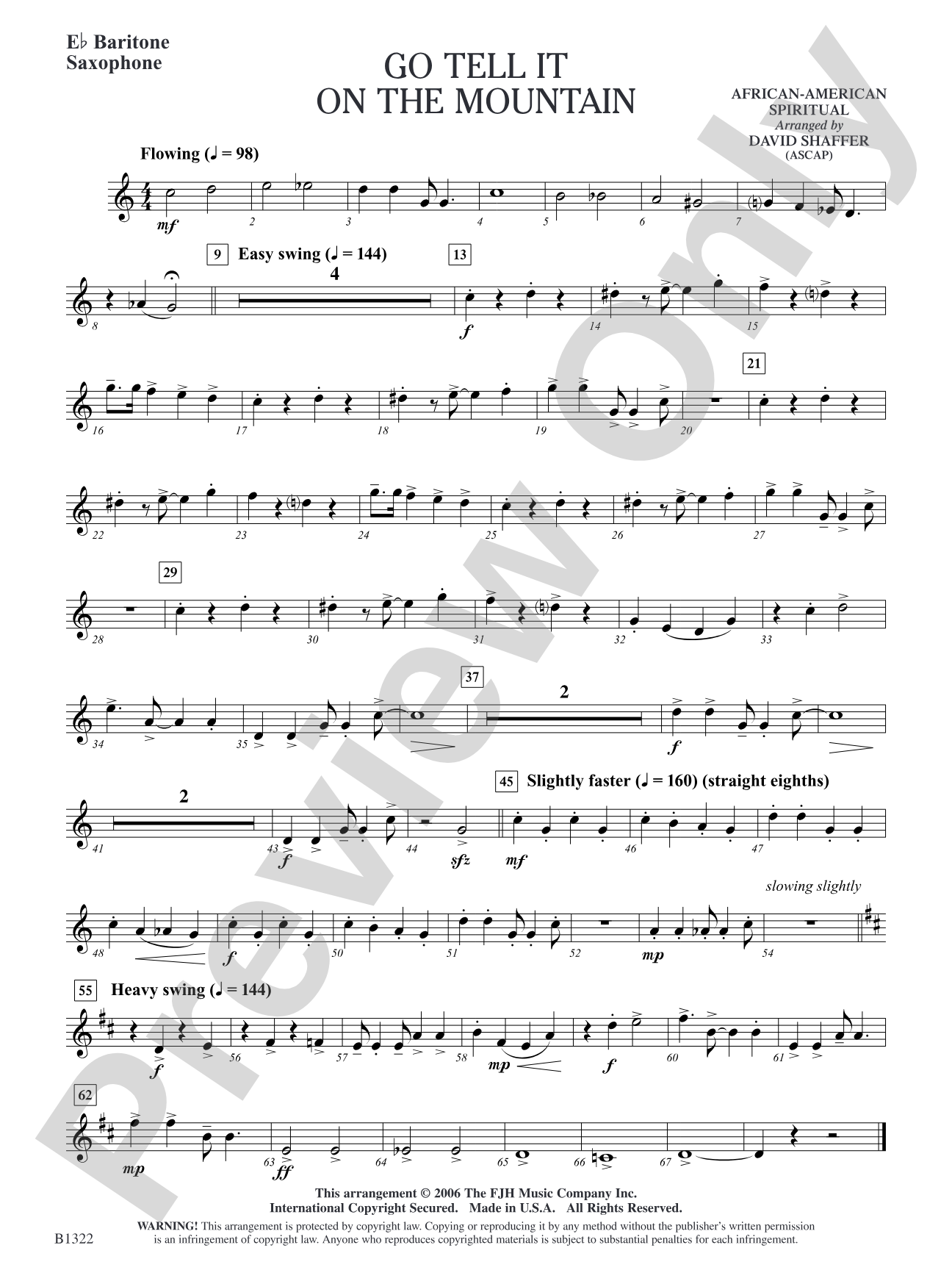 Go Tell It on the Mountain: E-flat Baritone Saxophone
