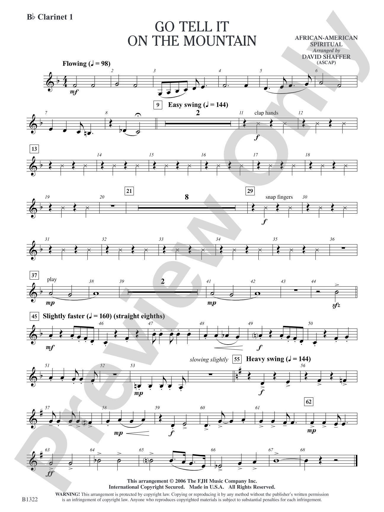 Go Tell It on the Mountain: B-flat Clarinet 1