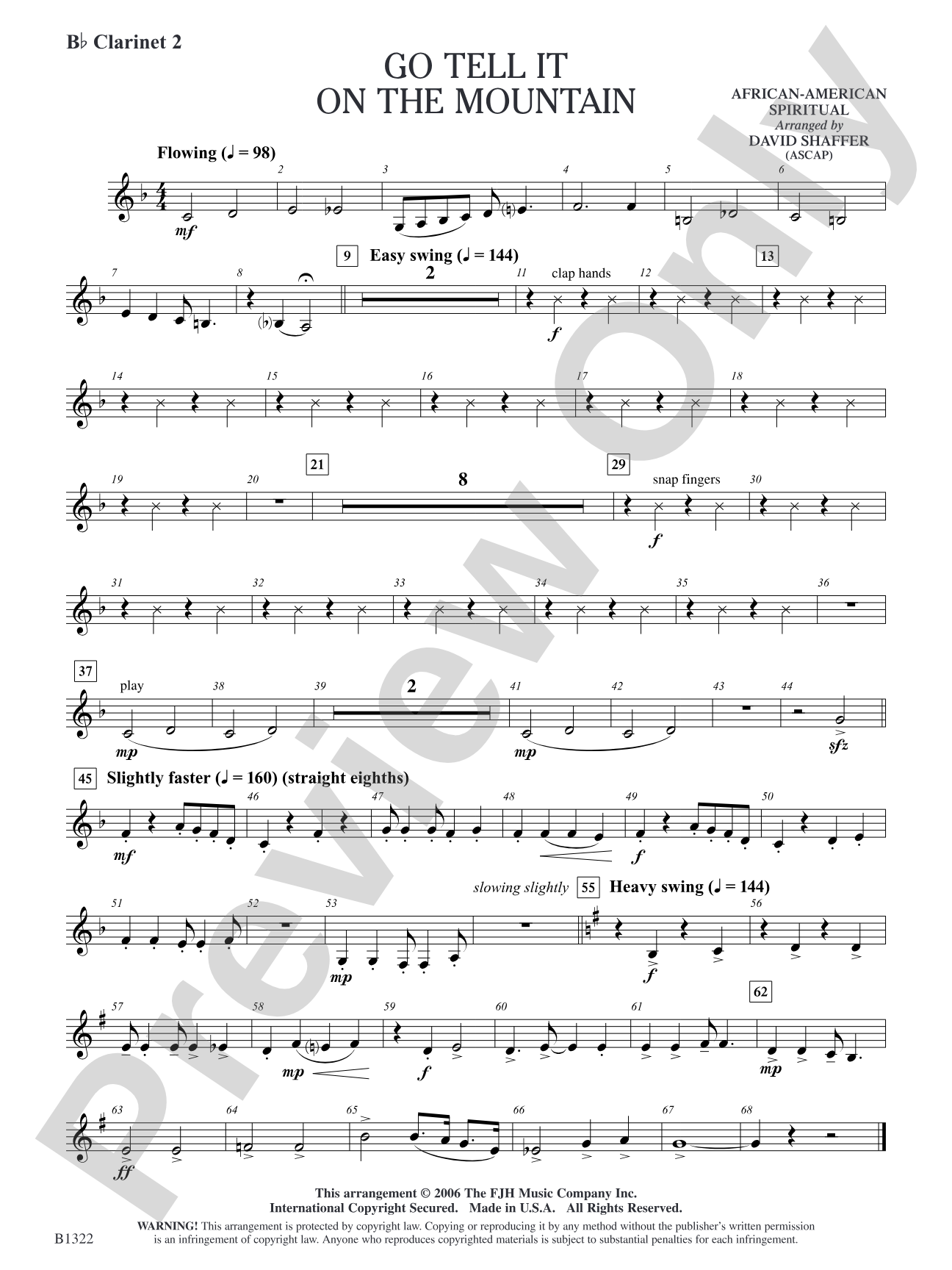 Go Tell It on the Mountain: B-flat Clarinet 2