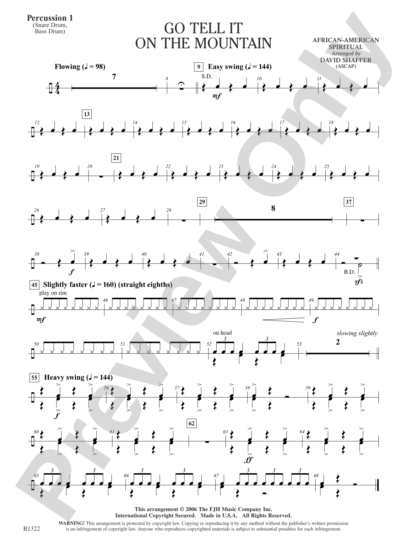 Go Tell It on the Mountain: Percussion 1