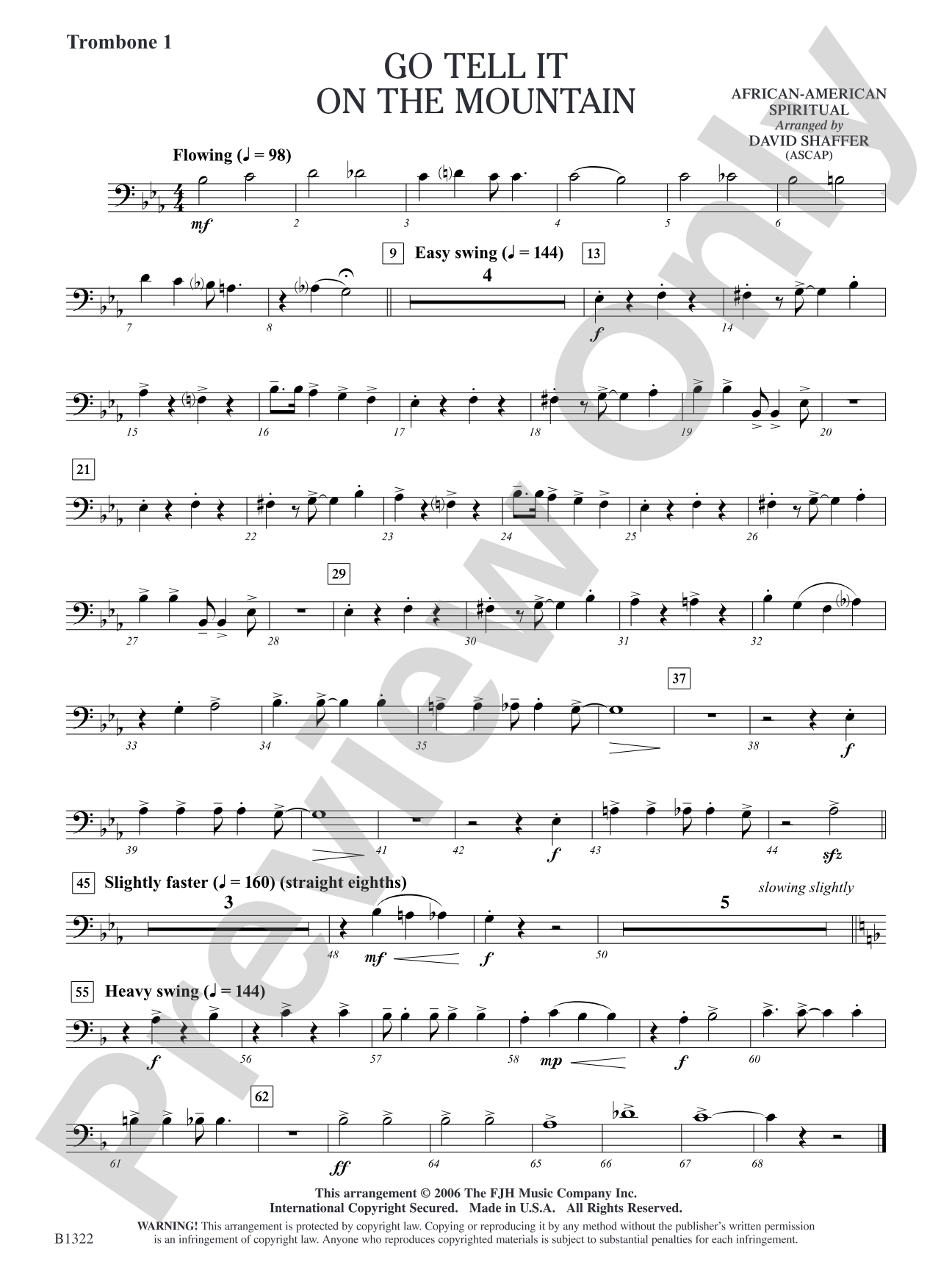 Go Tell It on the Mountain: Trombone 1