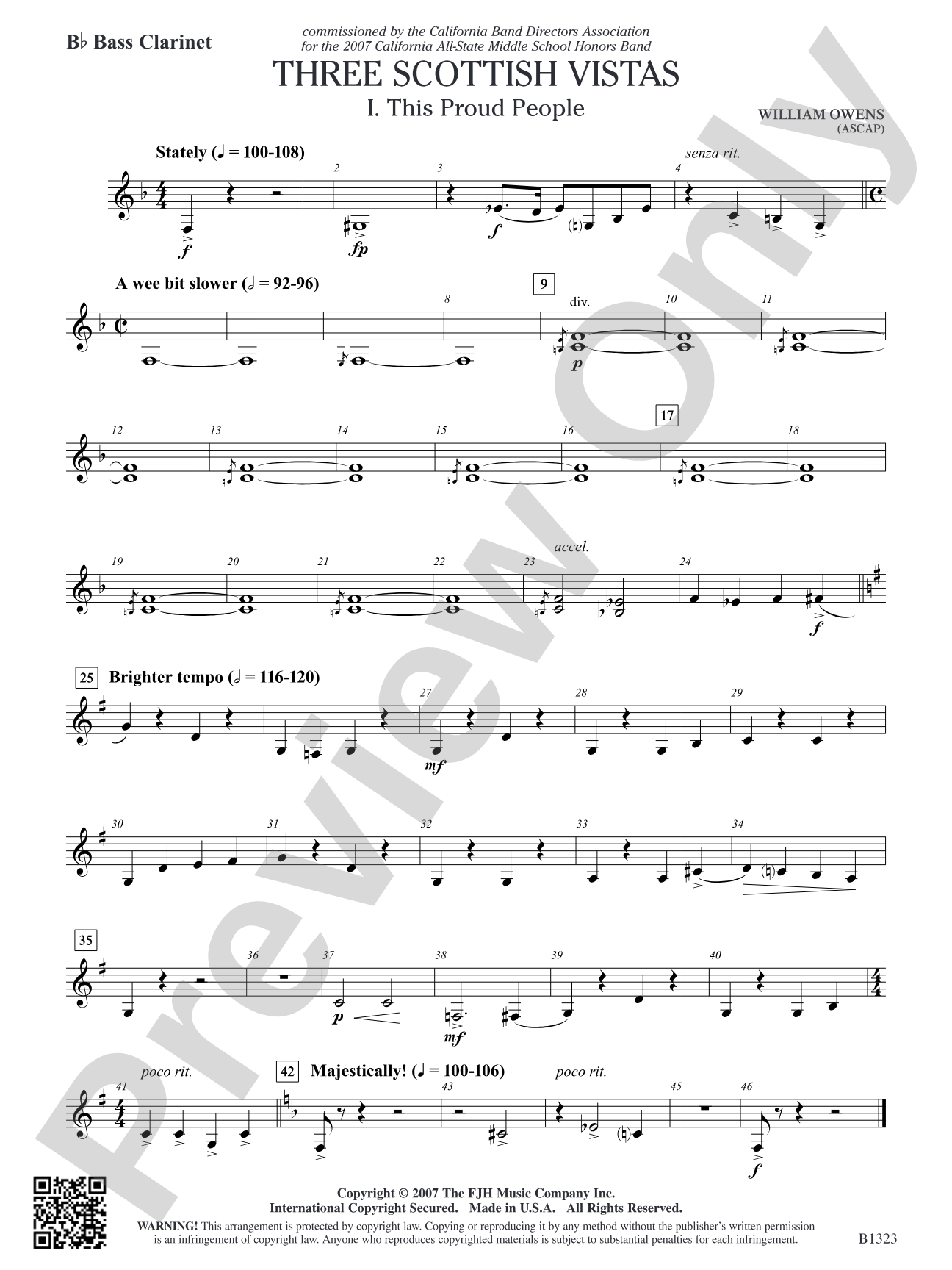 Three Scottish Vistas: B-flat Bass Clarinet