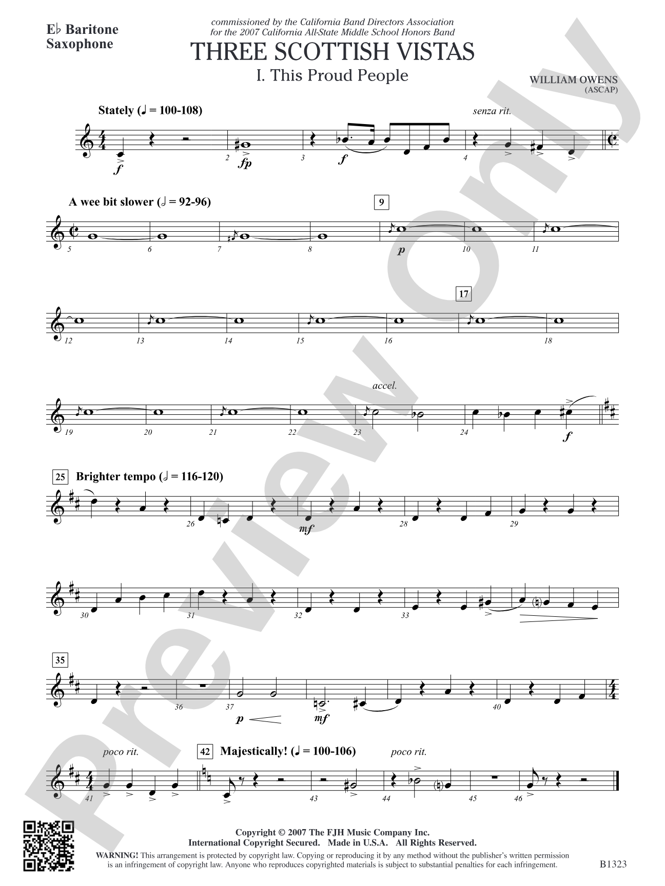 Three Scottish Vistas: E-flat Baritone Saxophone