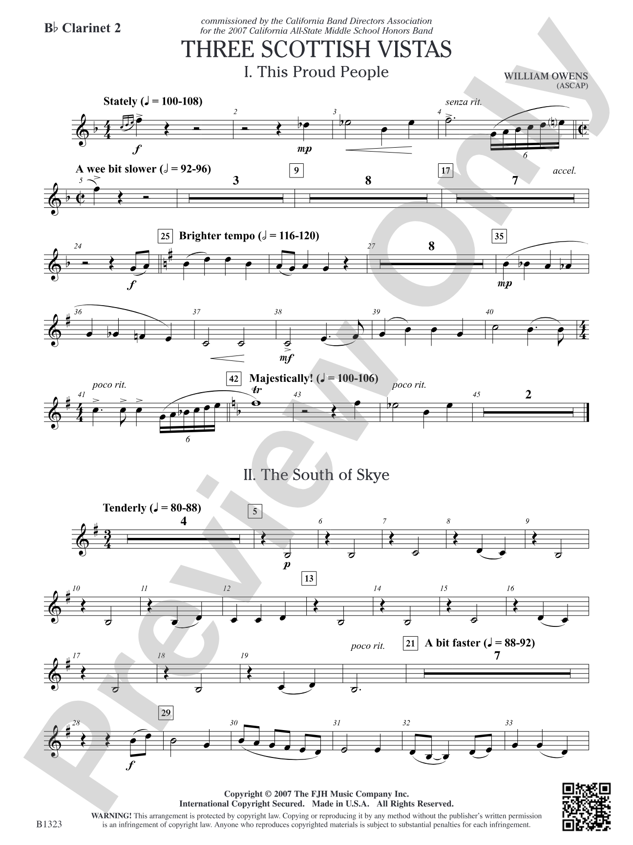 Three Scottish Vistas: B-flat Clarinet 2