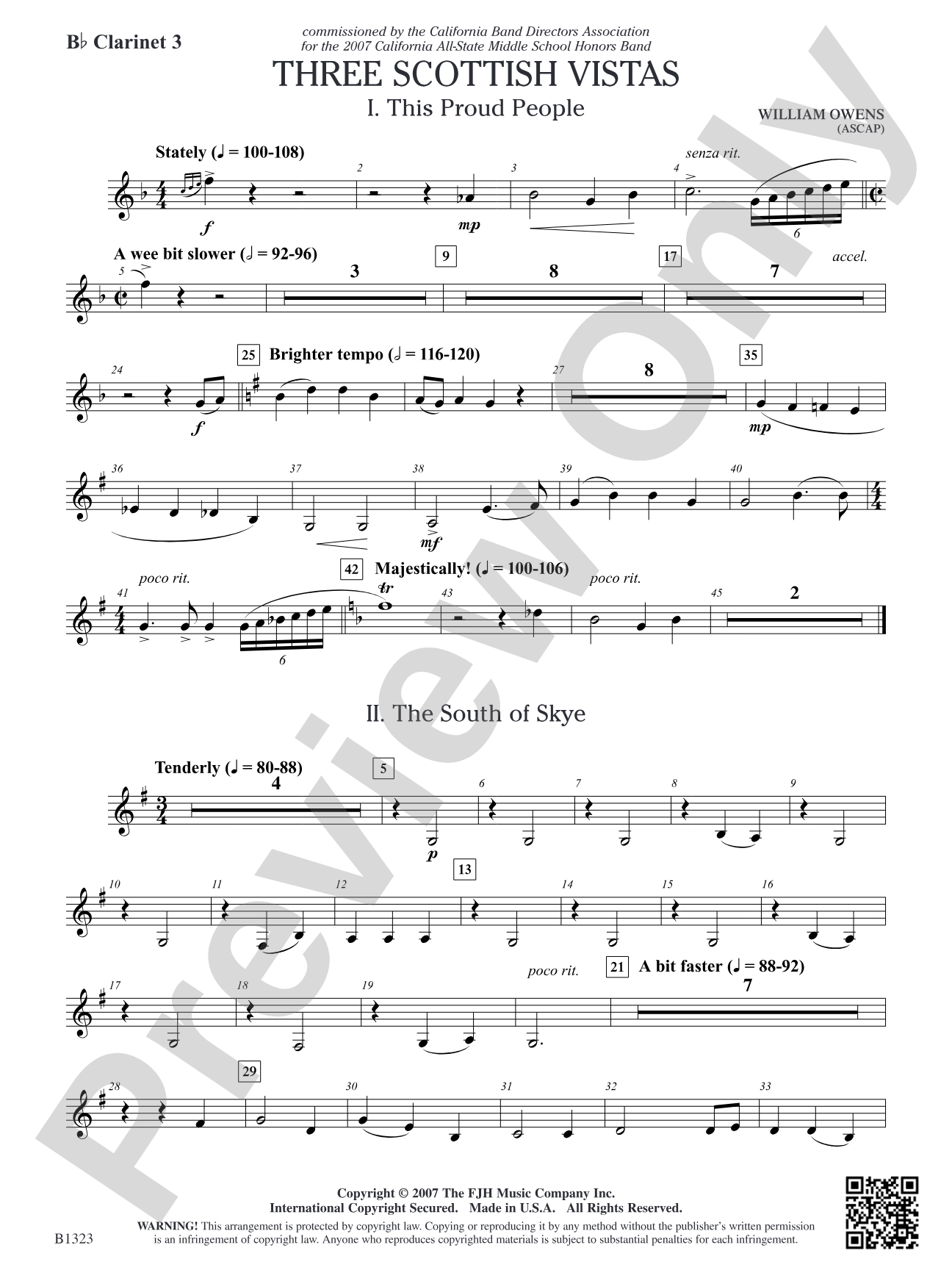 Three Scottish Vistas: B-flat Clarinet 3