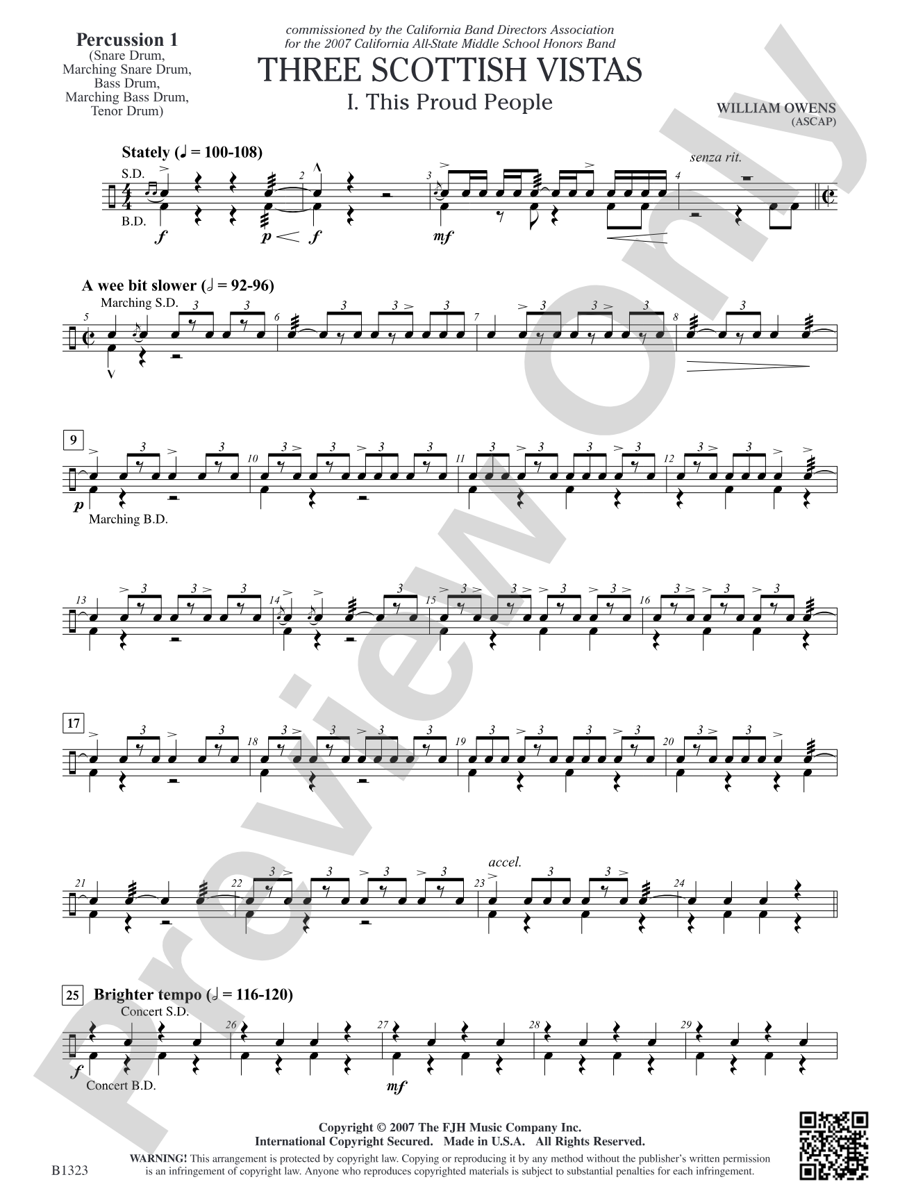 Three Scottish Vistas: Percussion 1