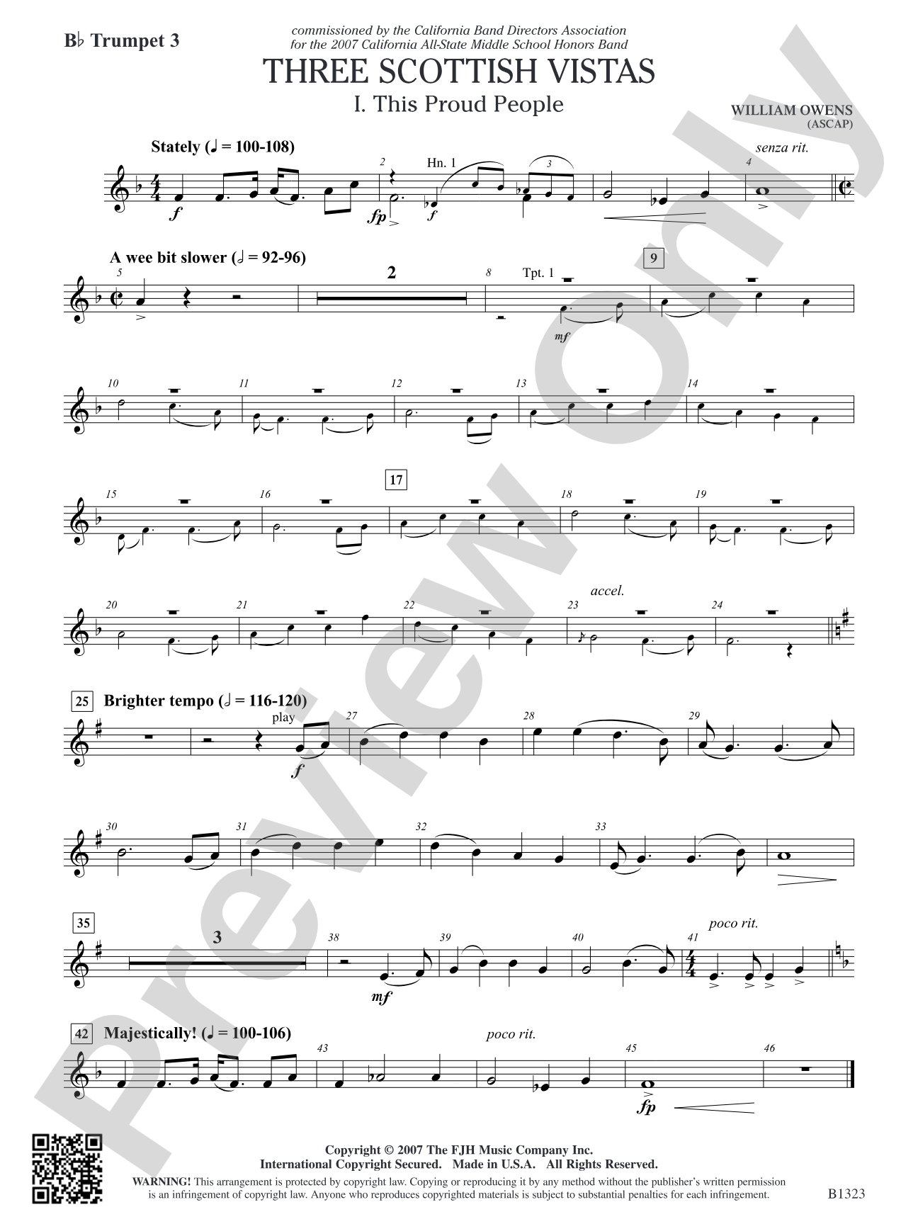 Three Scottish Vistas: B-flat Trumpet 3
