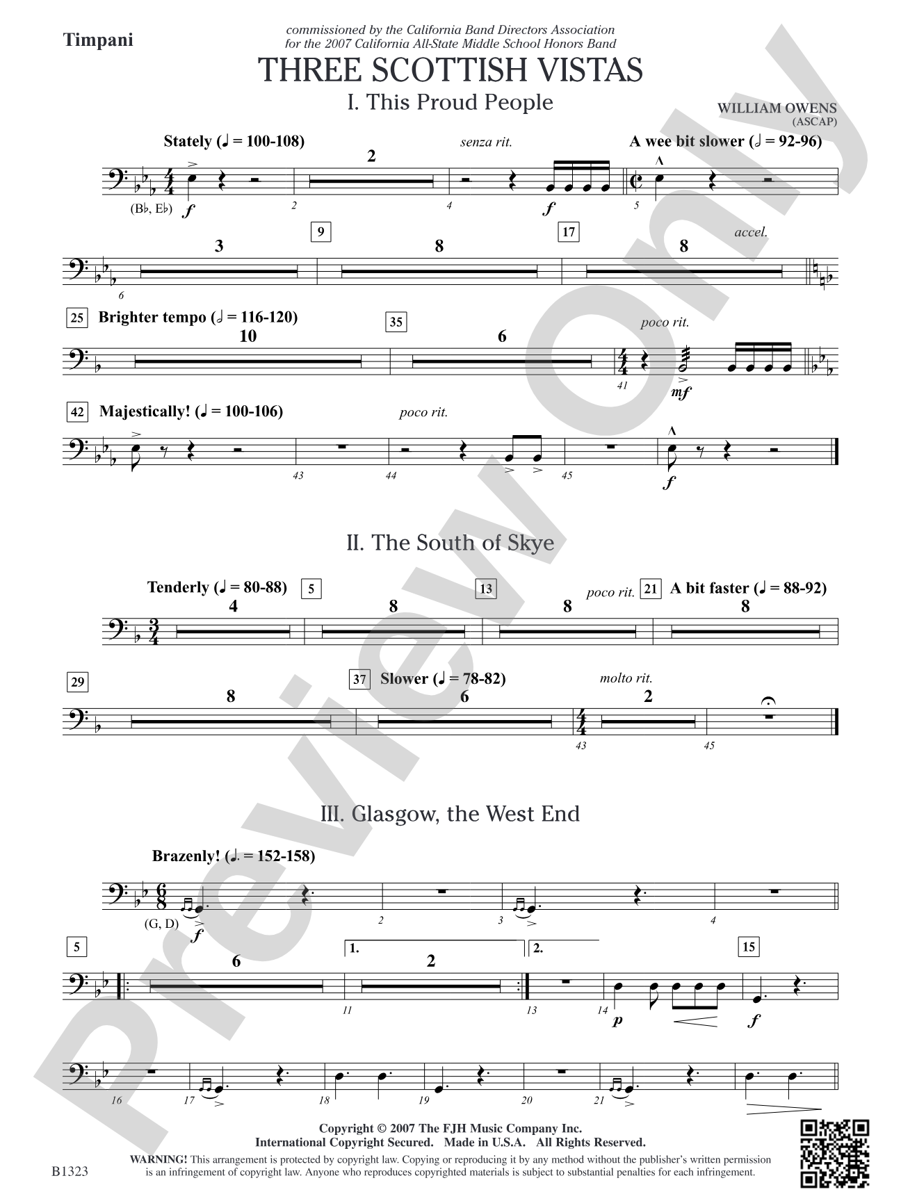 Three Scottish Vistas: Timpani