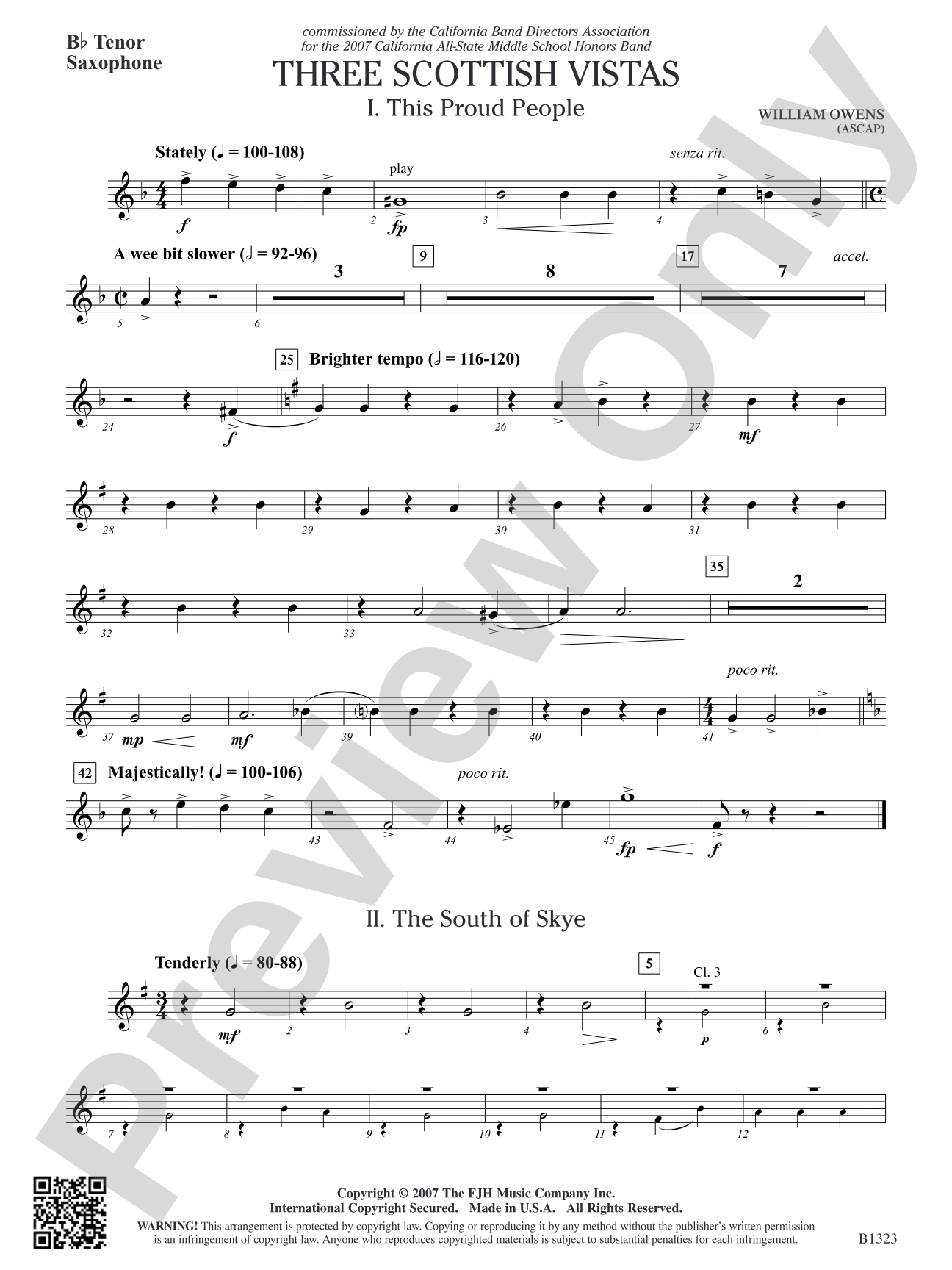 Three Scottish Vistas: B-flat Tenor Saxophone