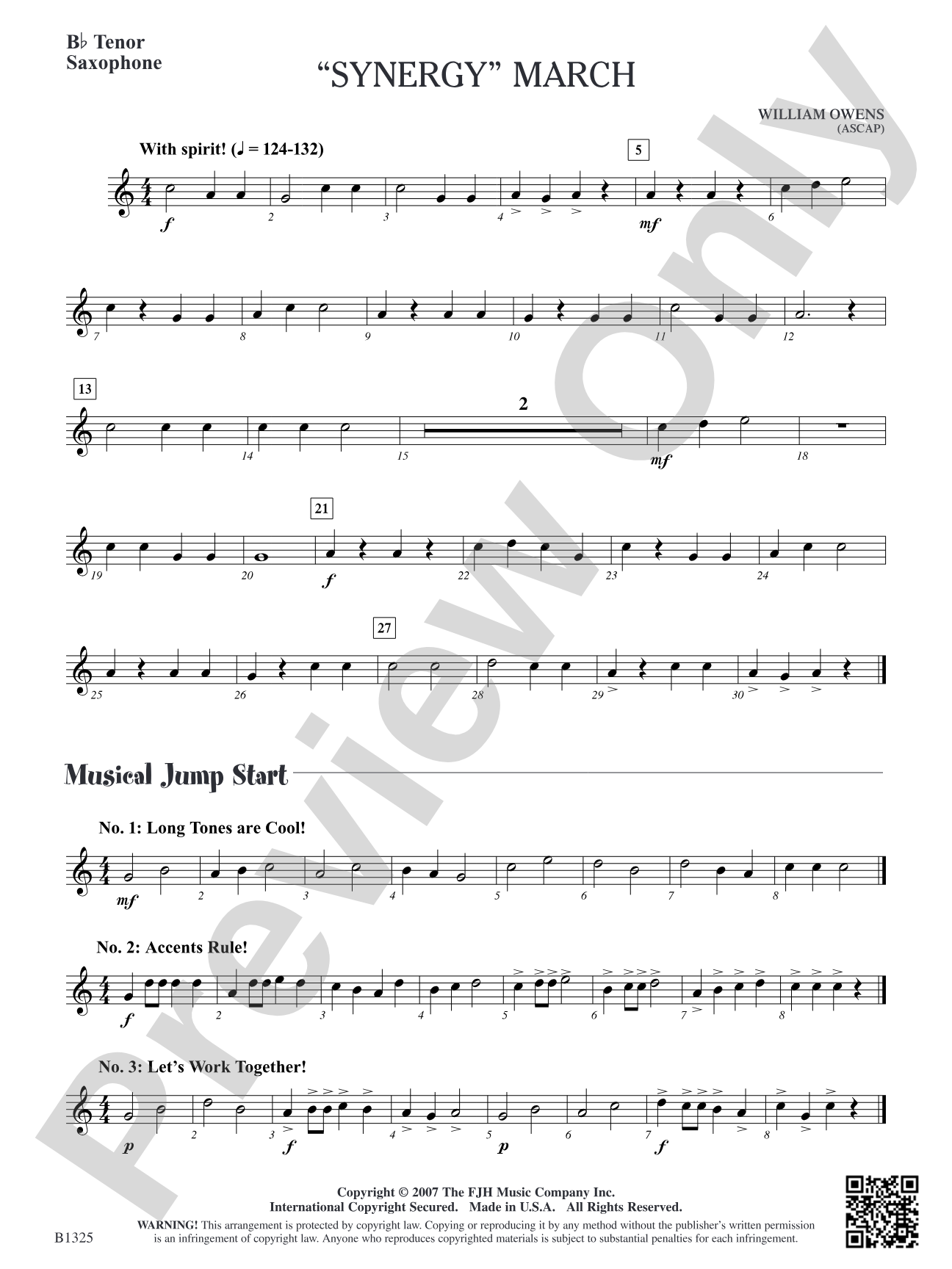 Synergy March: B-flat Tenor Saxophone