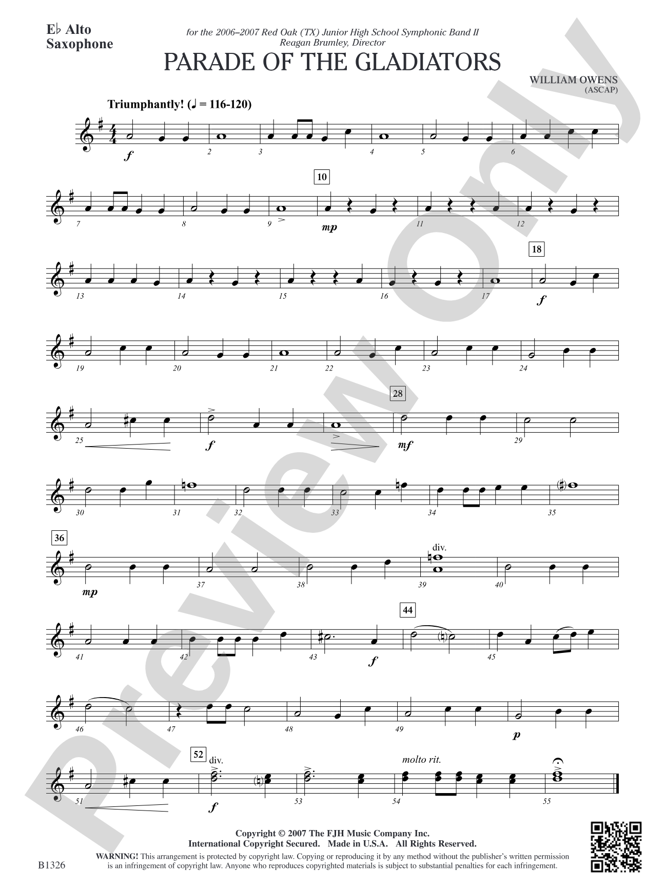Parade of the Gladiators: E-flat Alto Saxophone